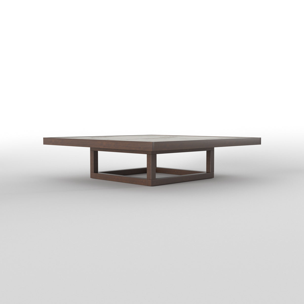 Square Dining Table with Sculpted Low-Profile Seating