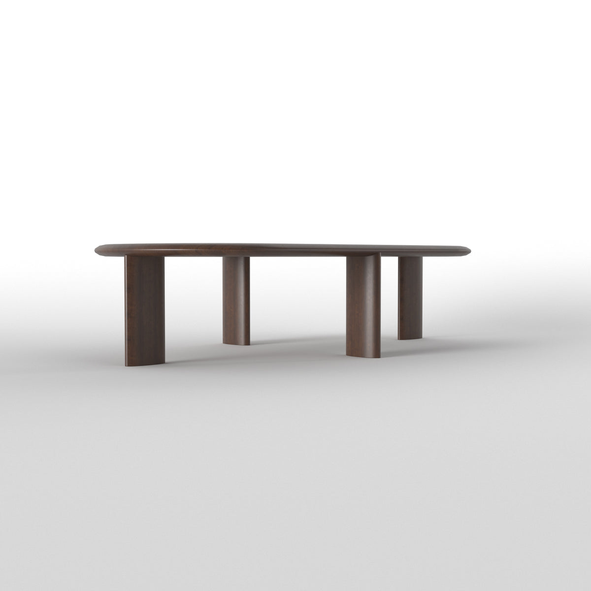 Elongated Rectangular Dining Table with Curved Corners Japanese Dining Set