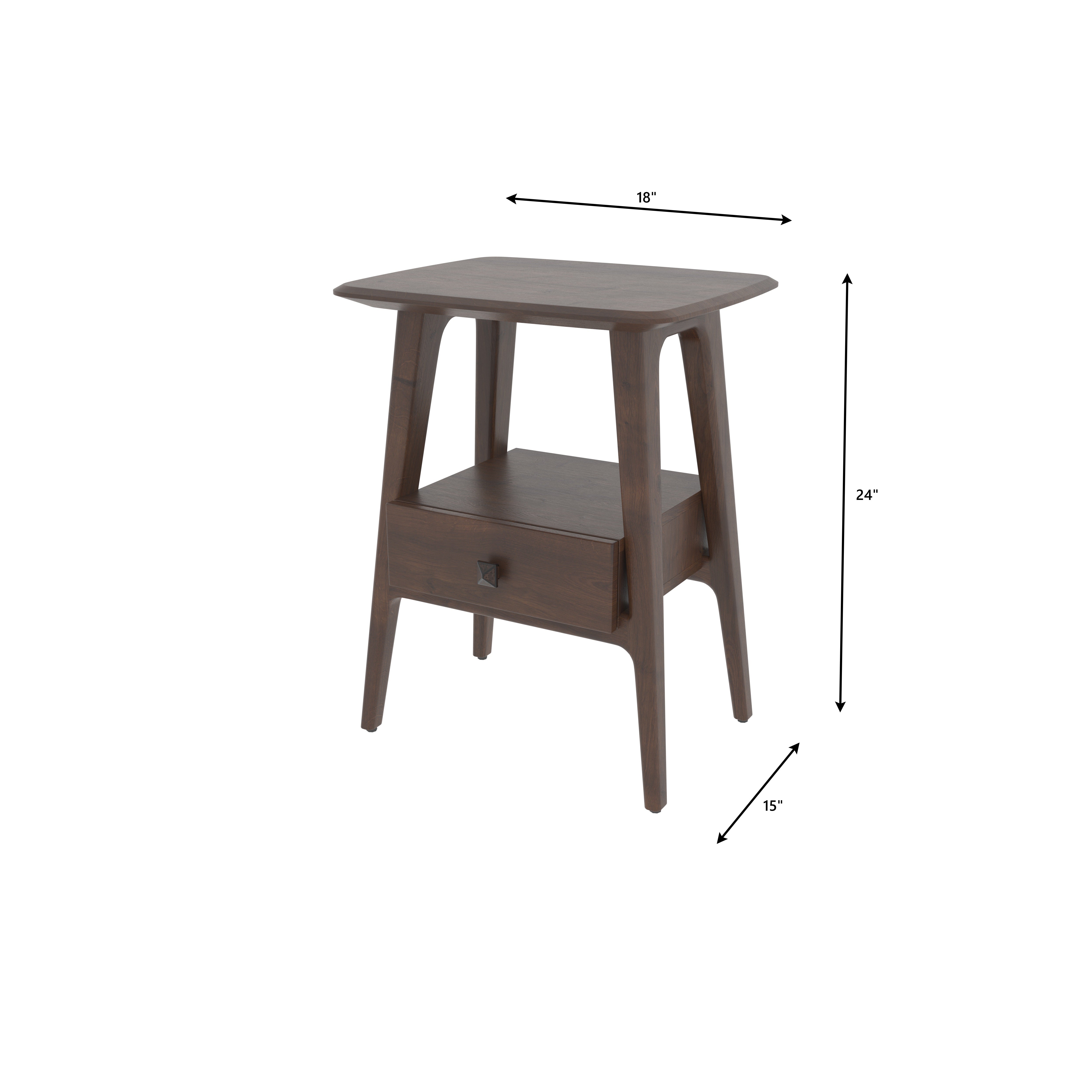 Compact Solid Wood Nightstand with Rounded Top Bedside