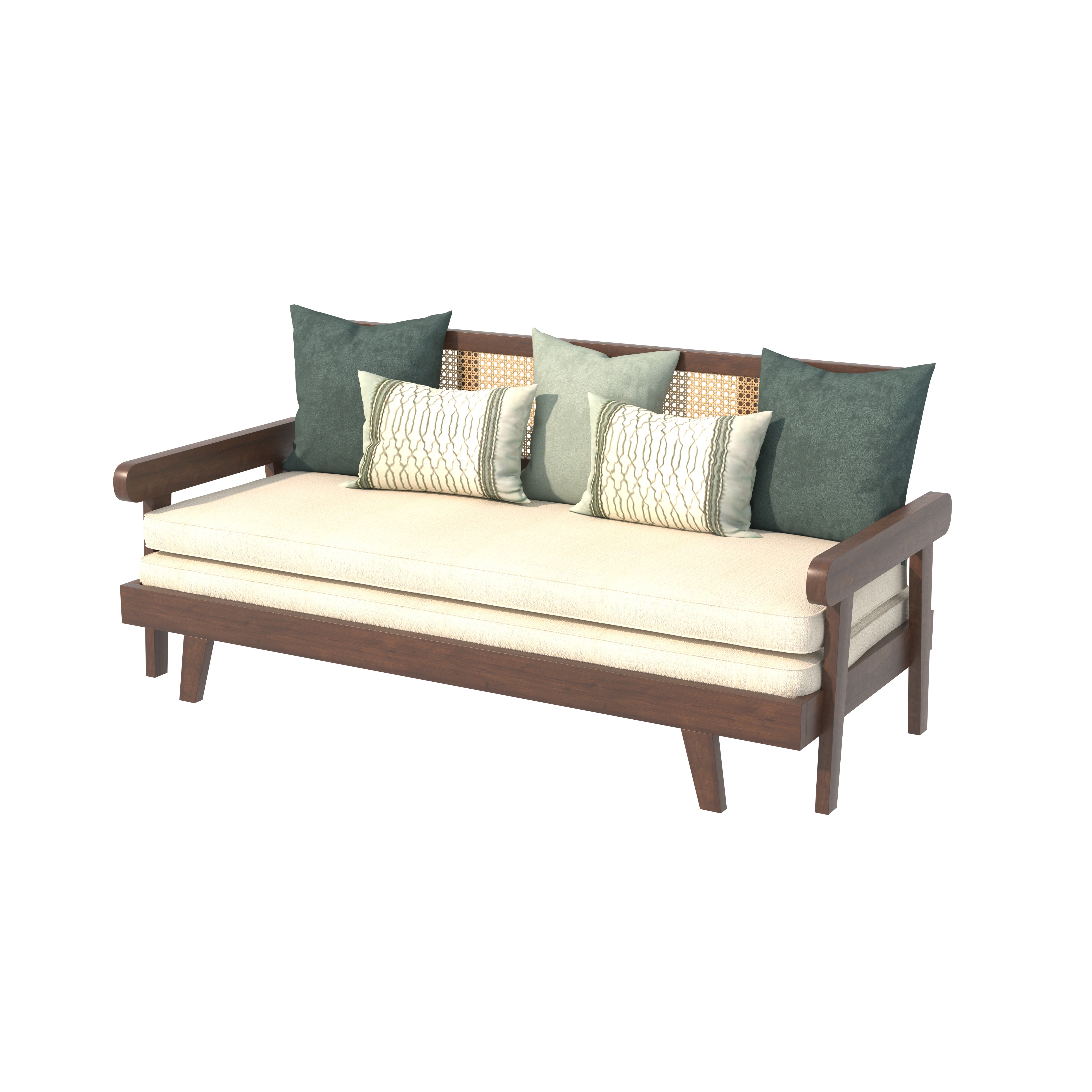 Signature Luxury Heritage Day Bed with Hand-Framed Backrest and Extendable Lounge Sofa cum bed