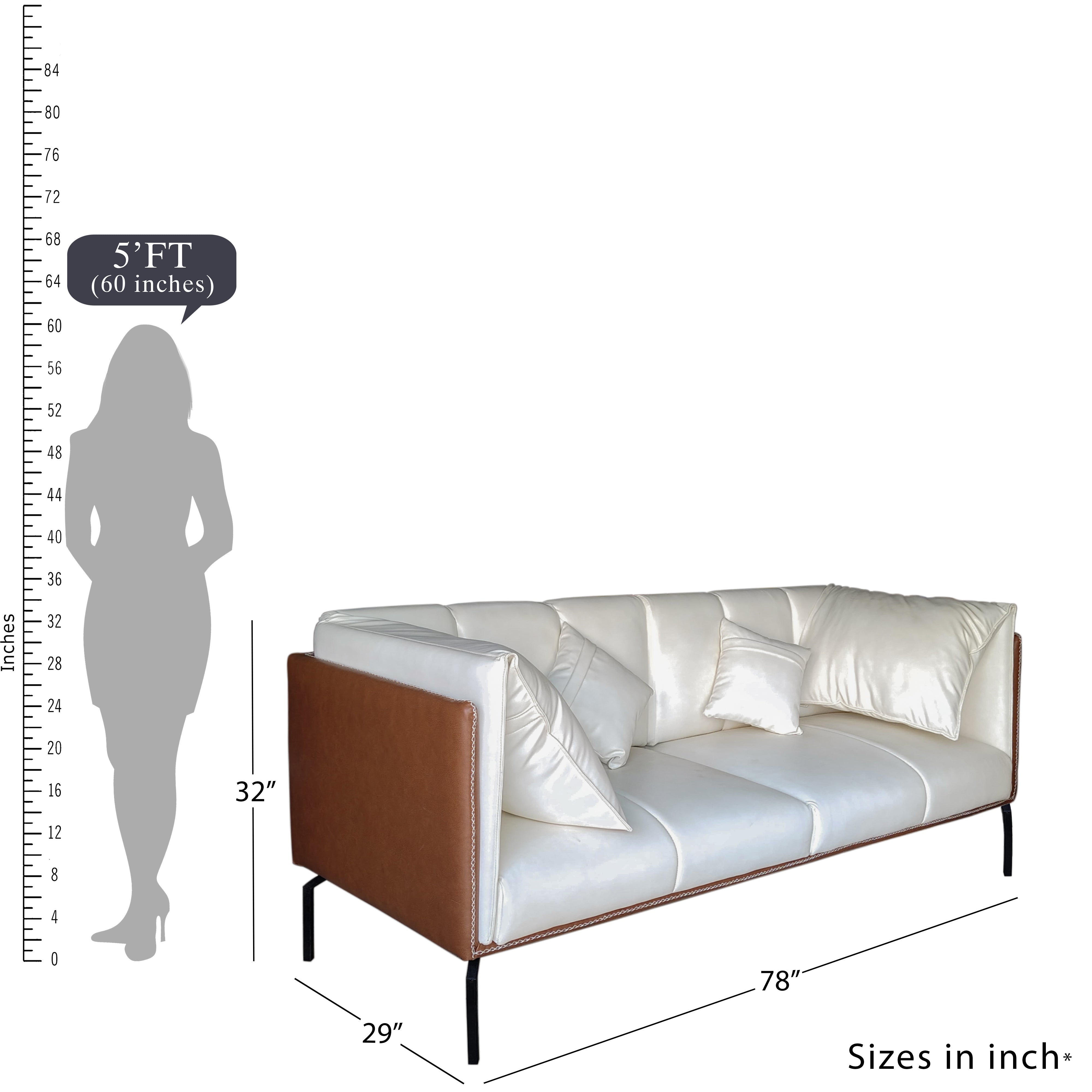 Modern Two-Tone Artificial leather Sofa with Cushions Sofa