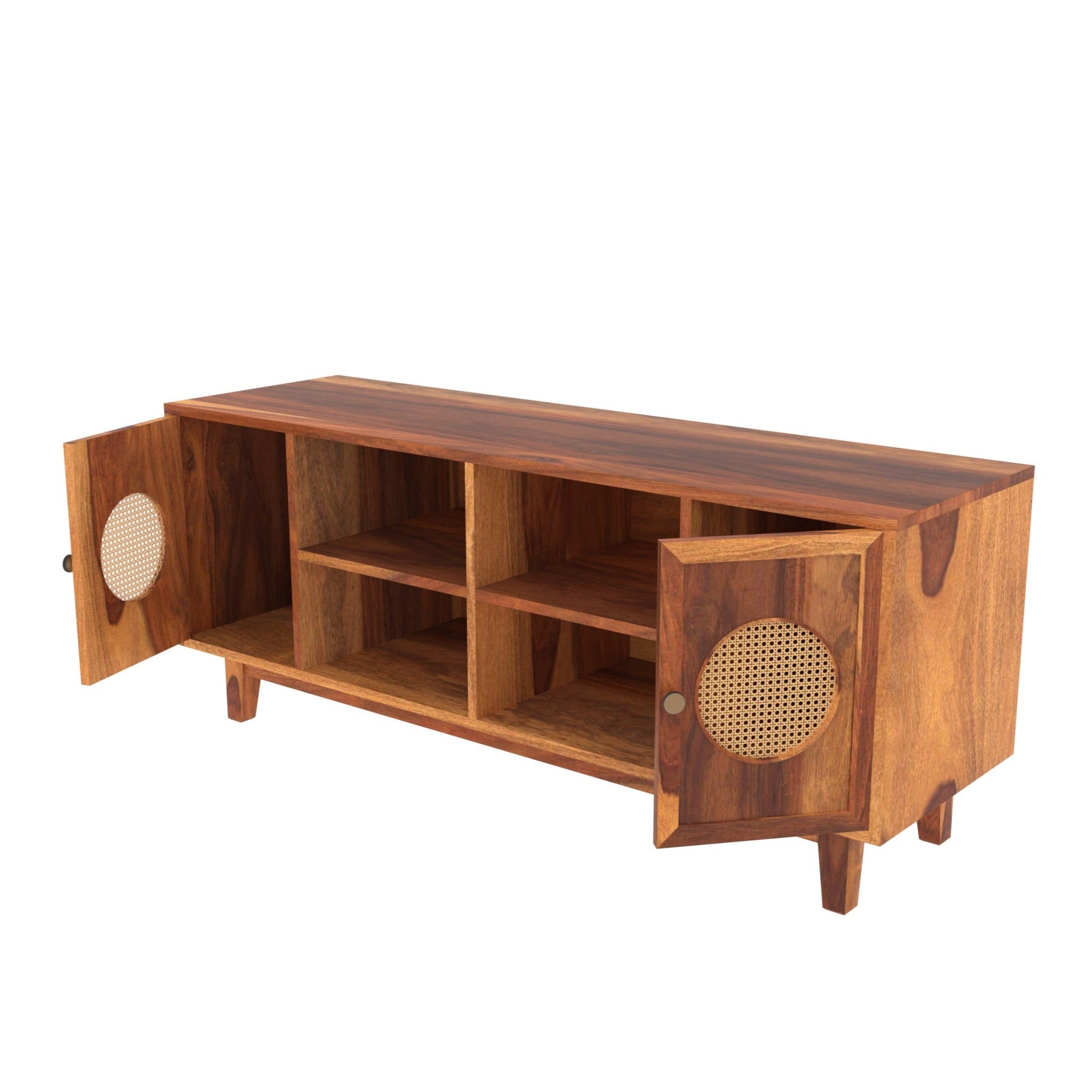 Natural Dark Mahogany Handmade Wooden Multistorage TV Stand Tv stand