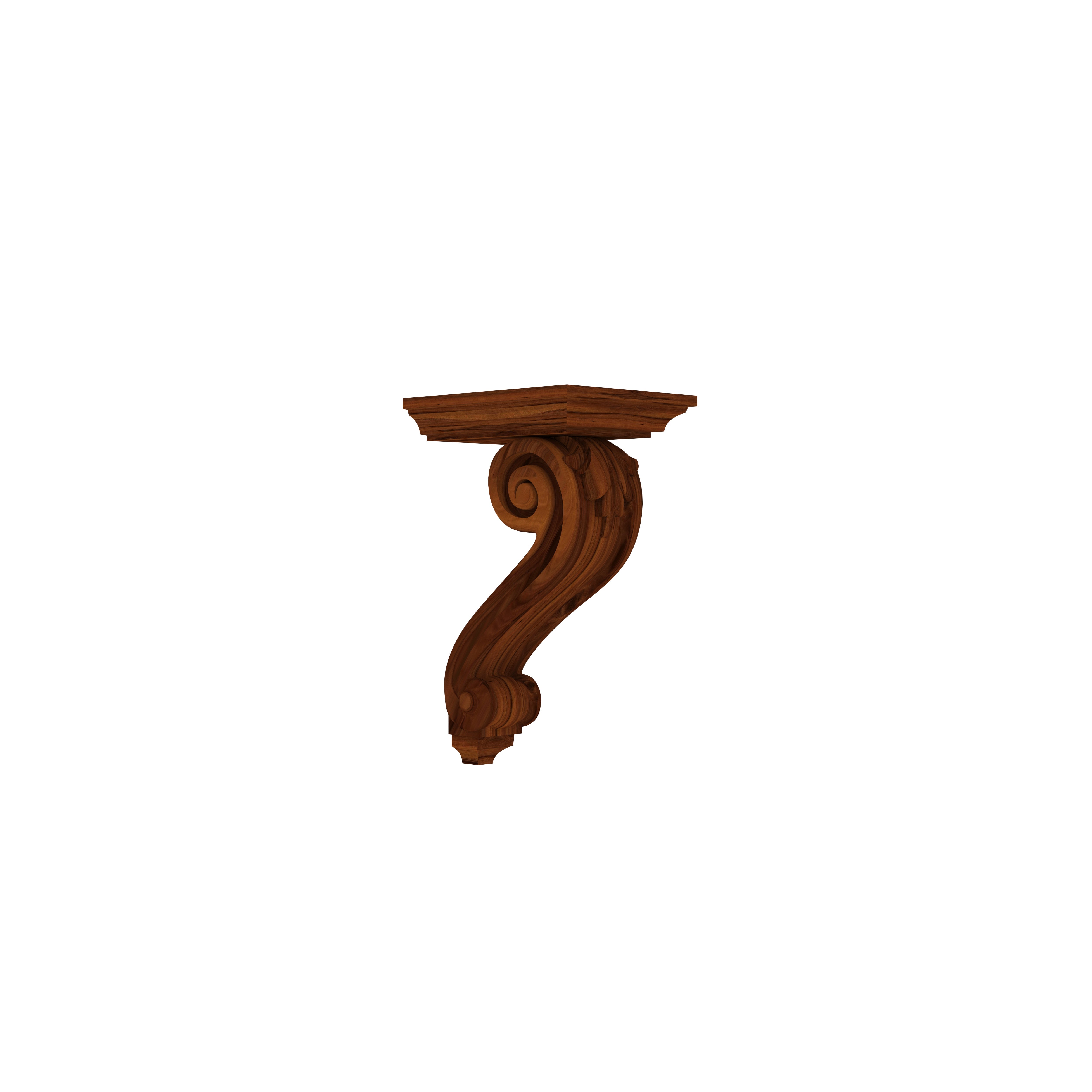 Vintage Scroll Carved Sheesham Wood Wall Bracket for Luxurious Décor Wall Rack