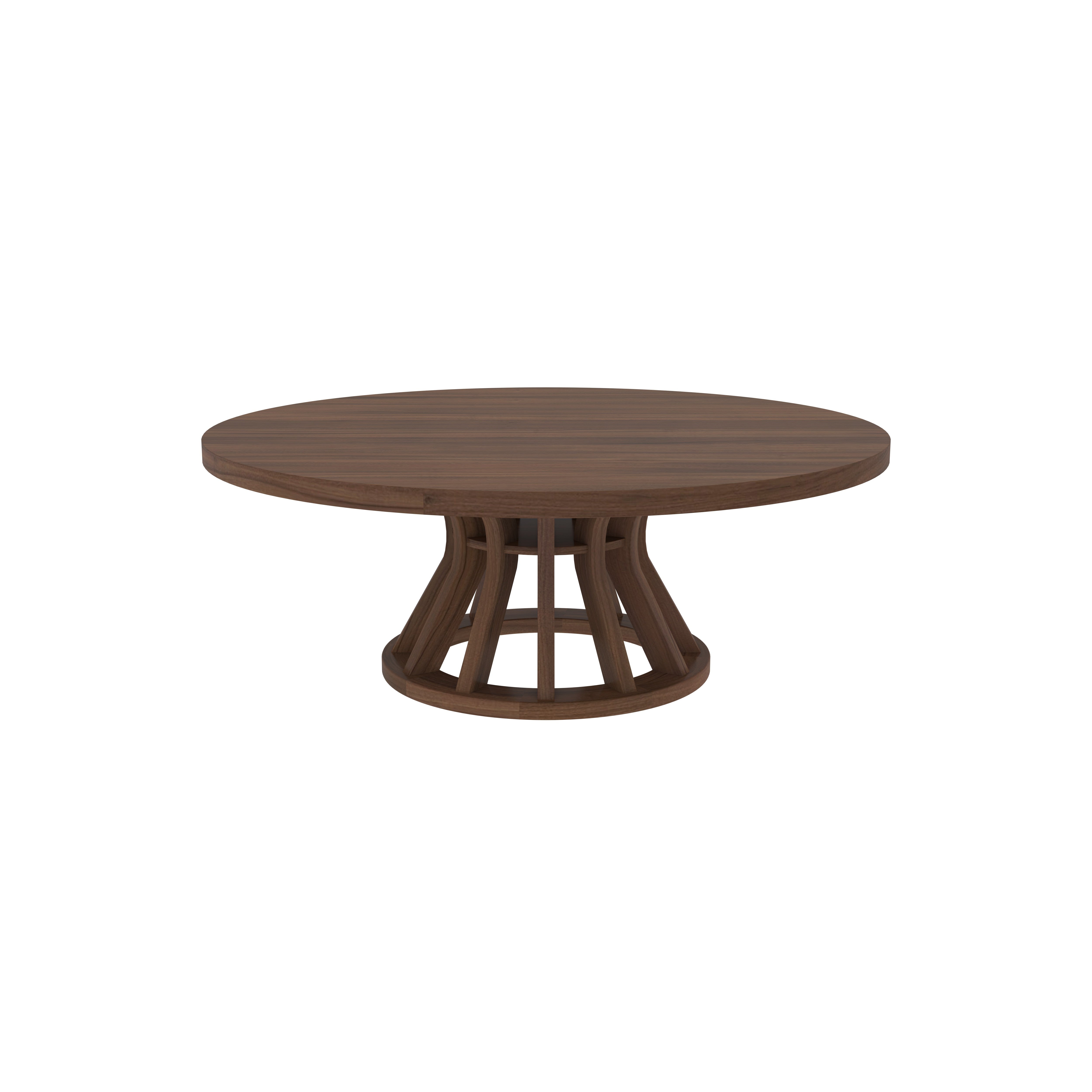 Handcrafted Round Wooden Dining Set - Spindle Back Chairs with Green Upholstery (6 Seater) Dining Set