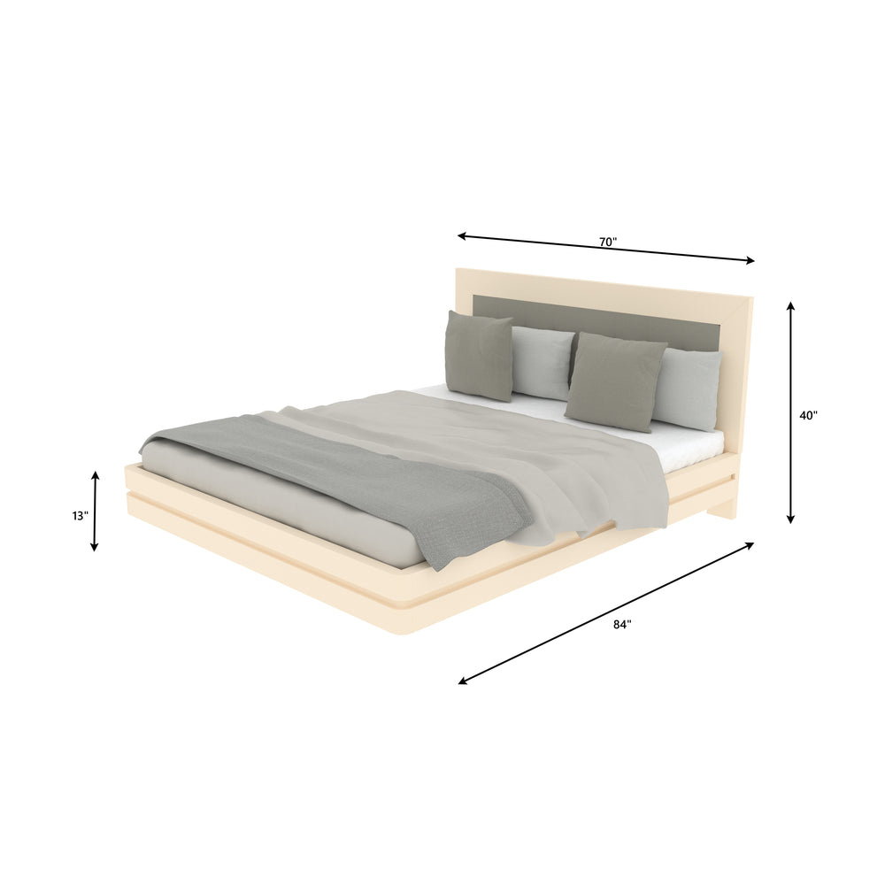 Minimalist Platform Bed with Cushioned Headboard – Scandinavian Style