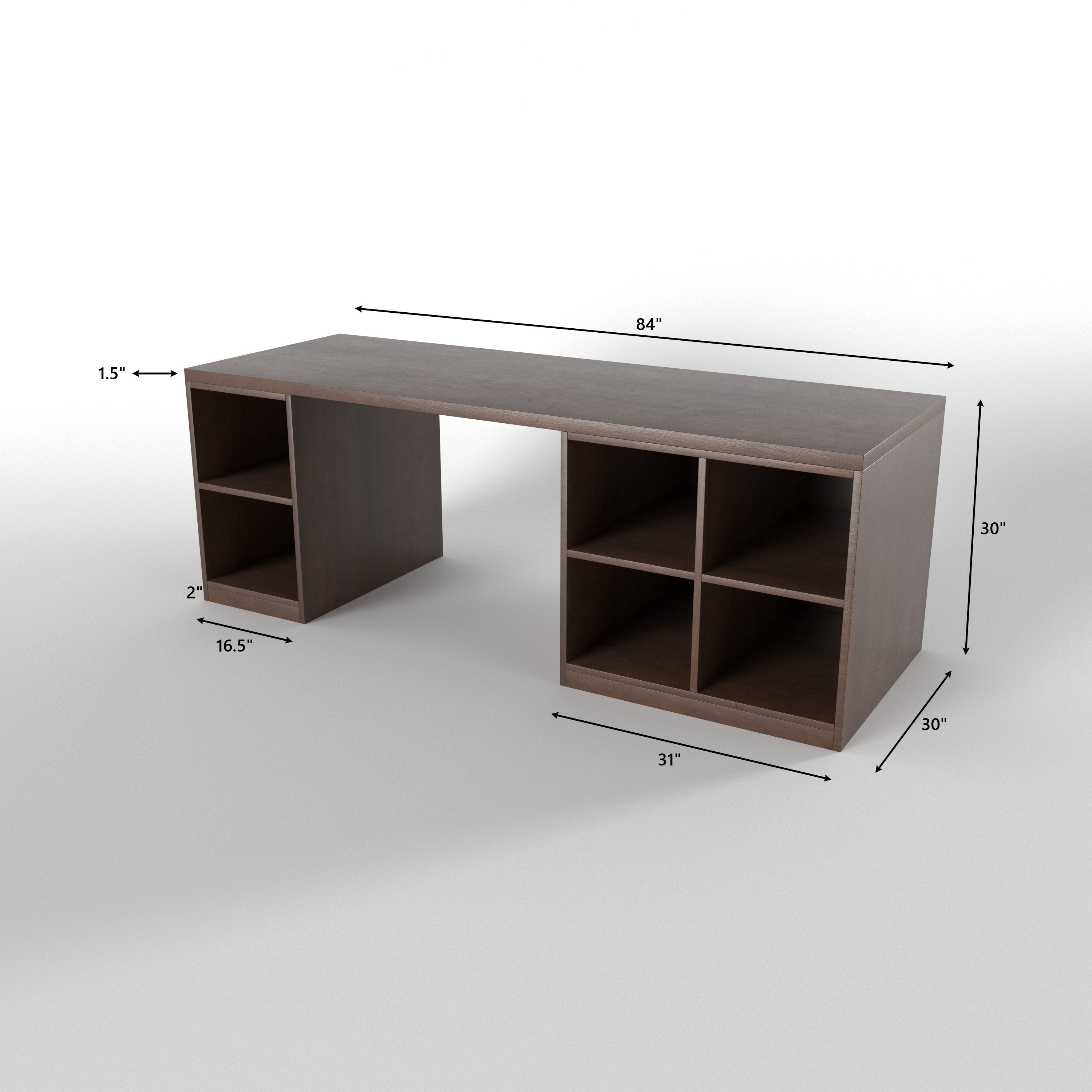 Contemporary Office Desk with Open Shelf Storage Study Table