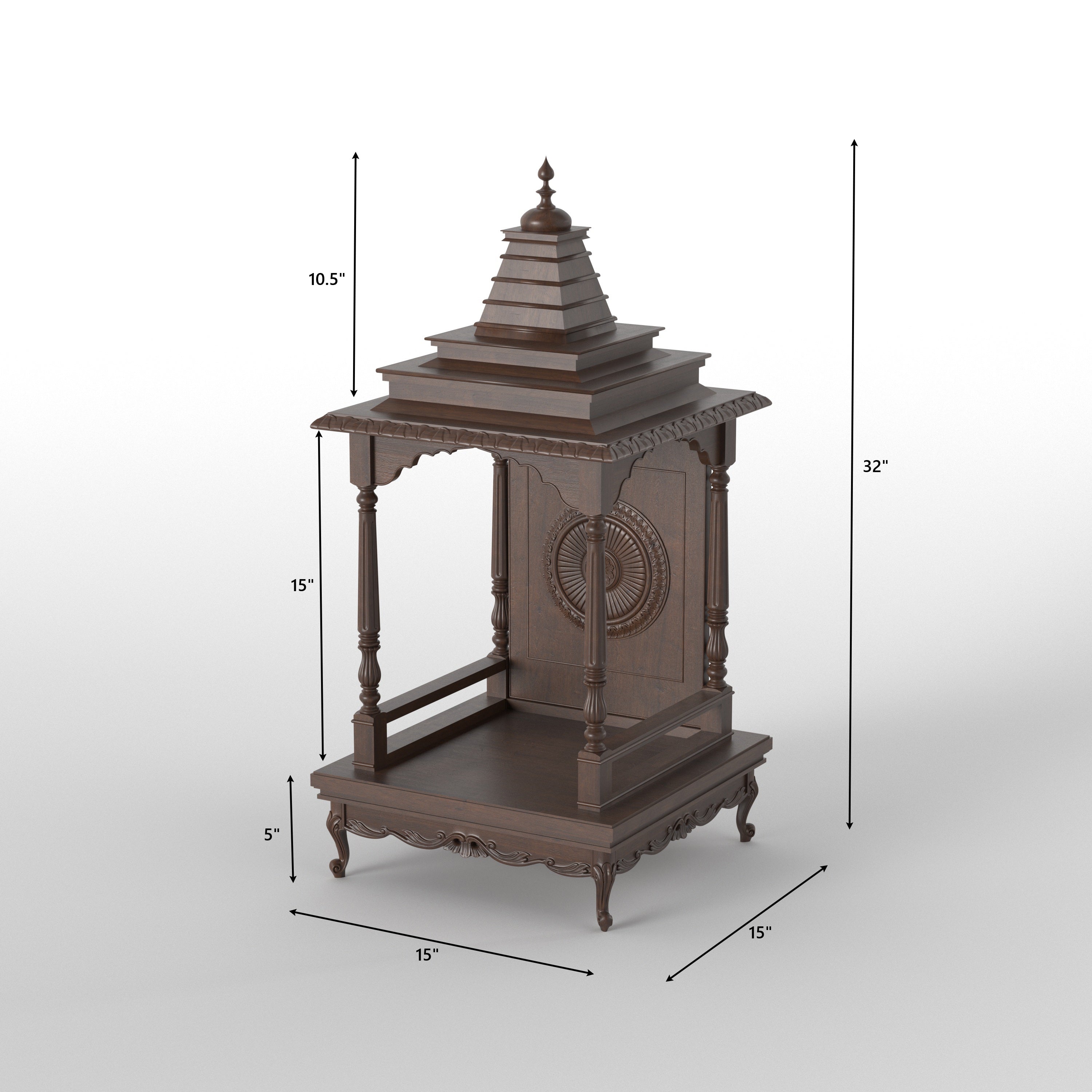 Traditional Tabletop Temple Mandir with Pyramid Roof Design Temple