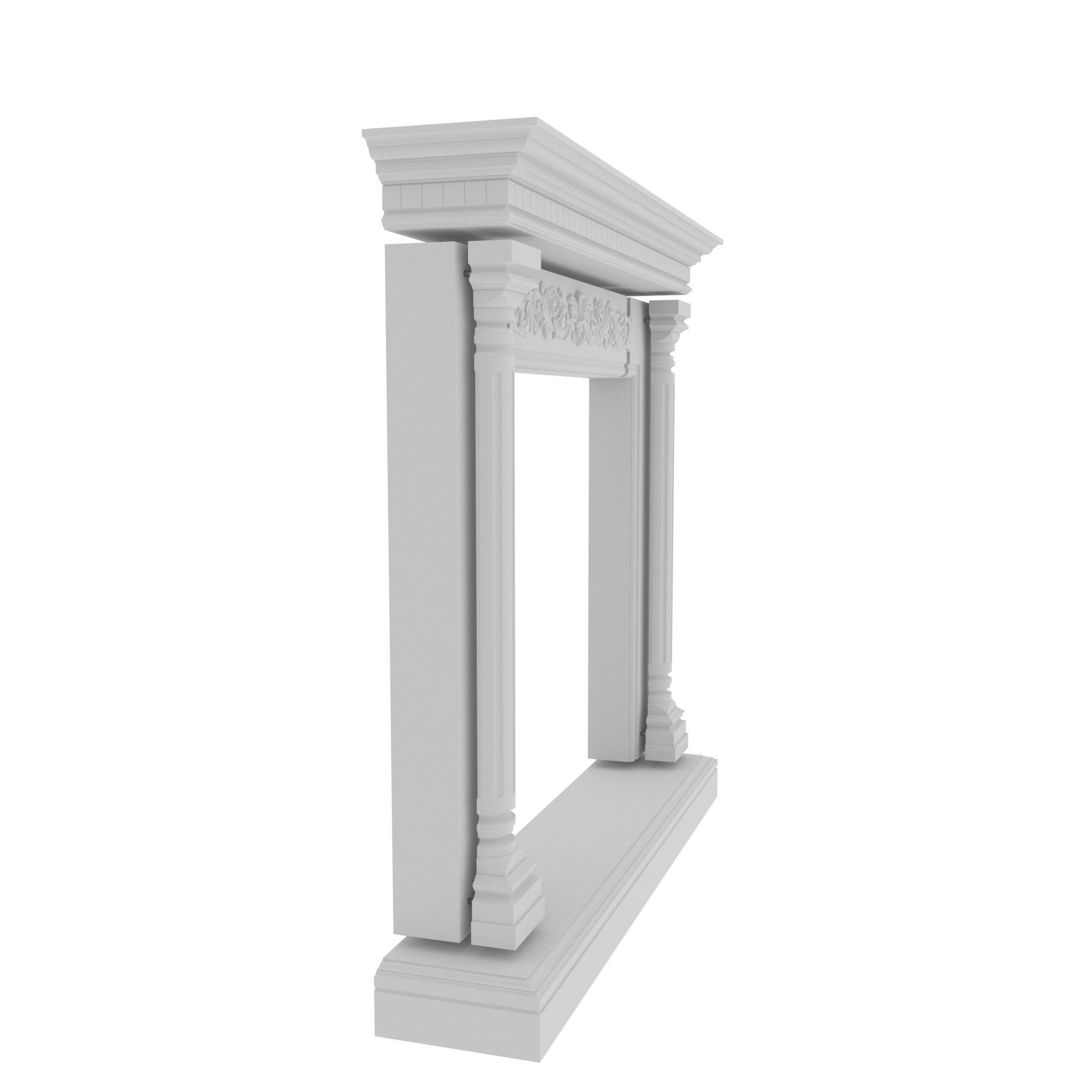 Classic Traditional Fireplace Mantel - White Fluted Column Design Fire Mantel
