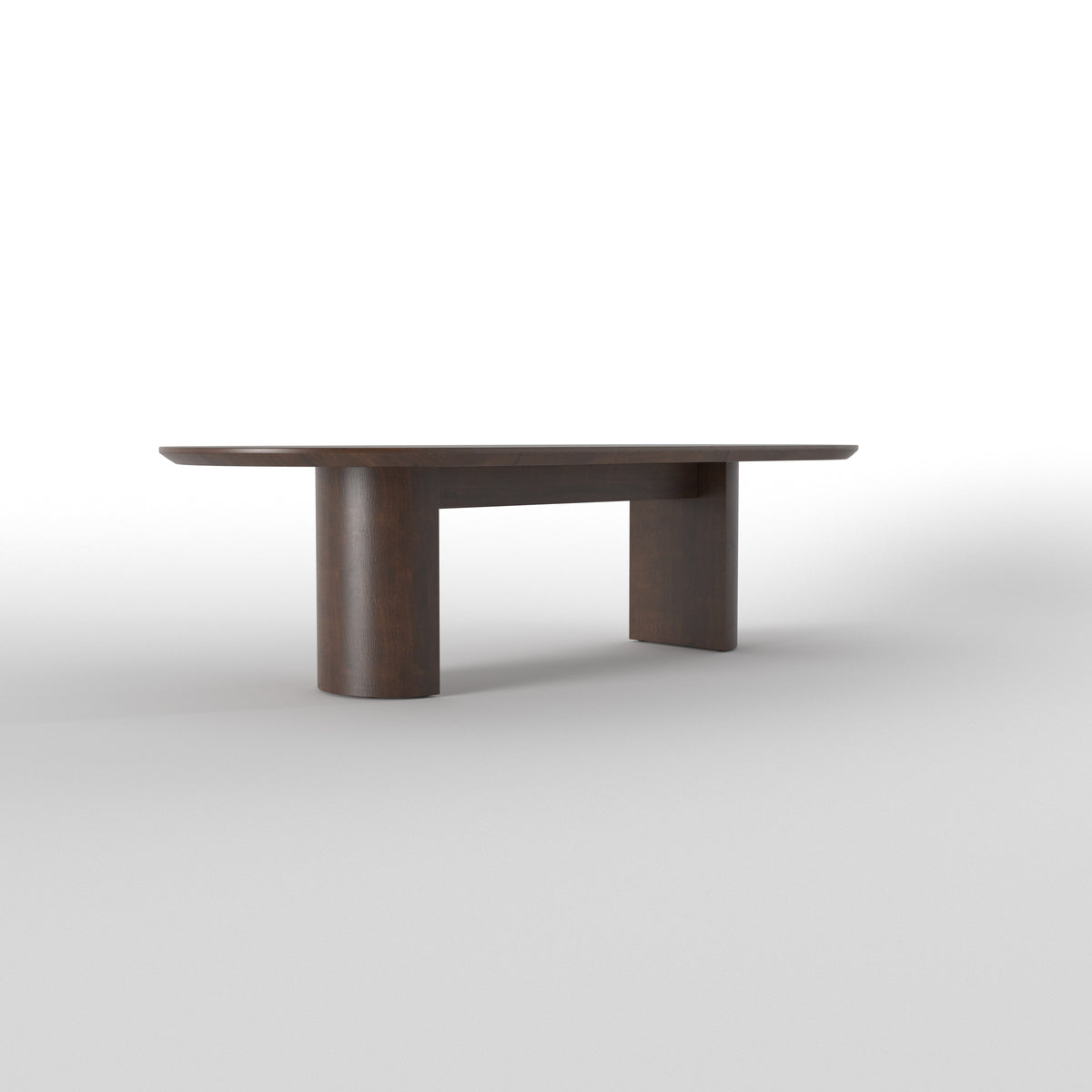 Elongated Oval Dining Table with Curved Low-Profile Seating Japanese Dining Set