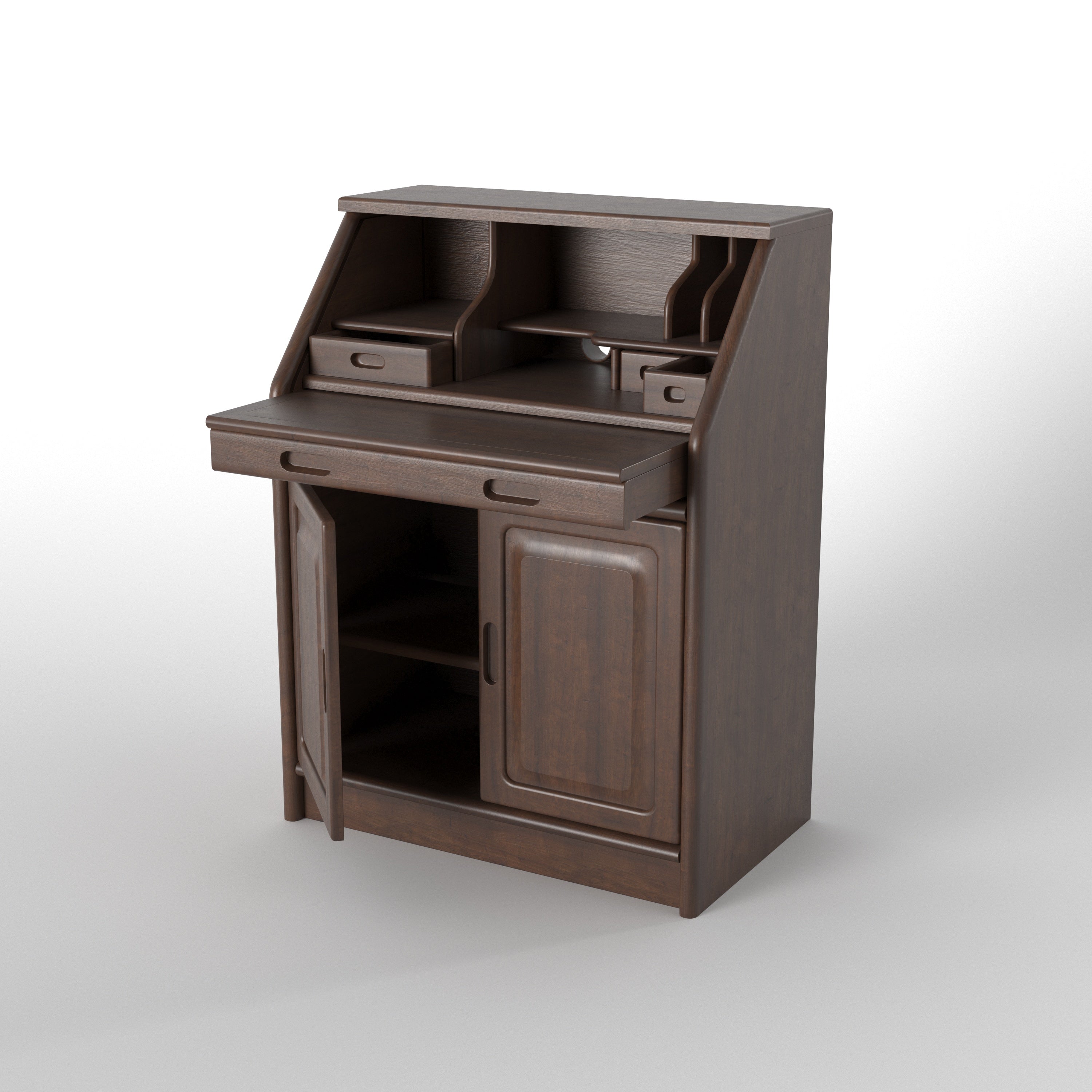 Compact Secretary Desk with Storage Cabinet & Organizer Shelves Study Table