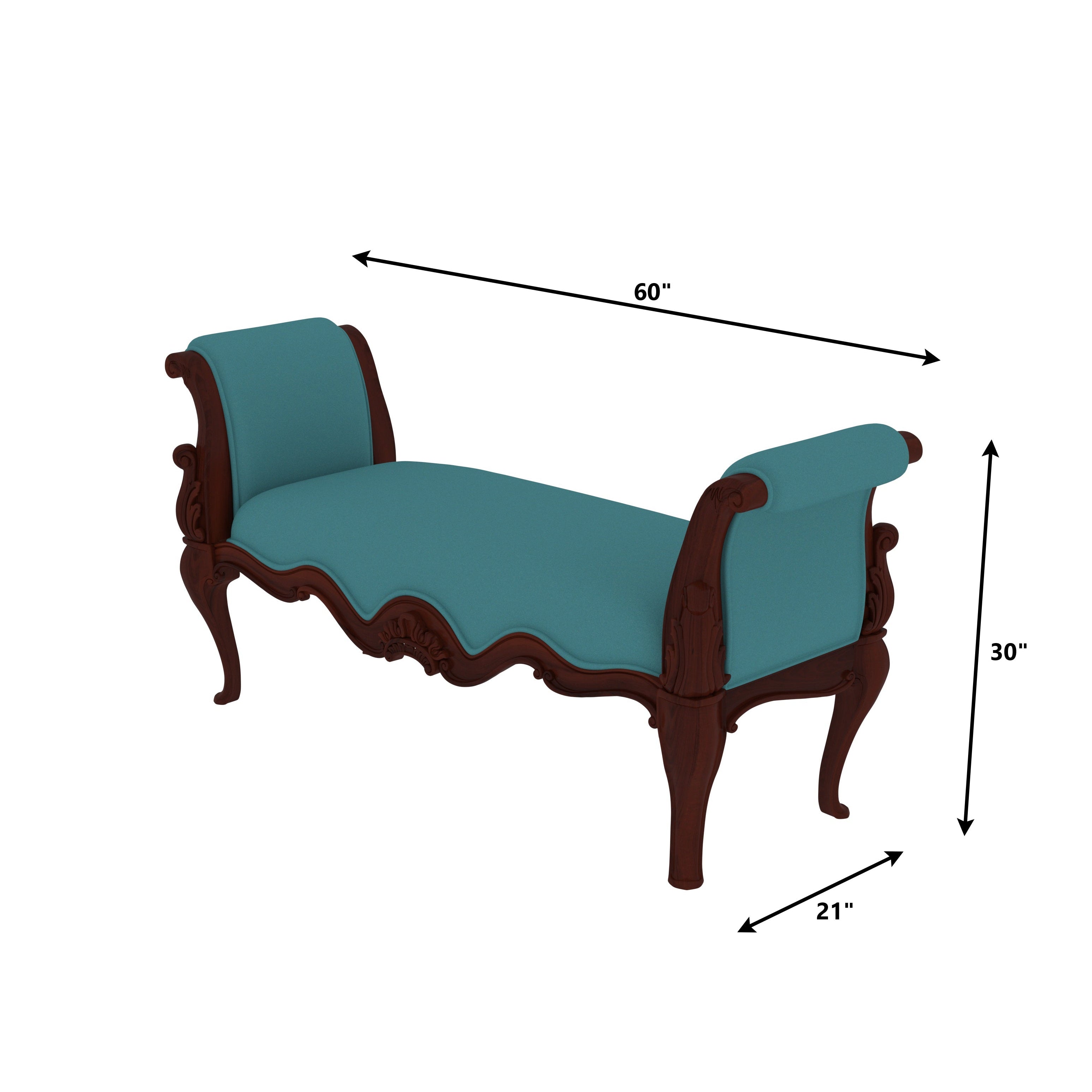 Orvella Heritage Luxury Curved Bench with Ornate Wooden Frame and Upholstered Seating Bench