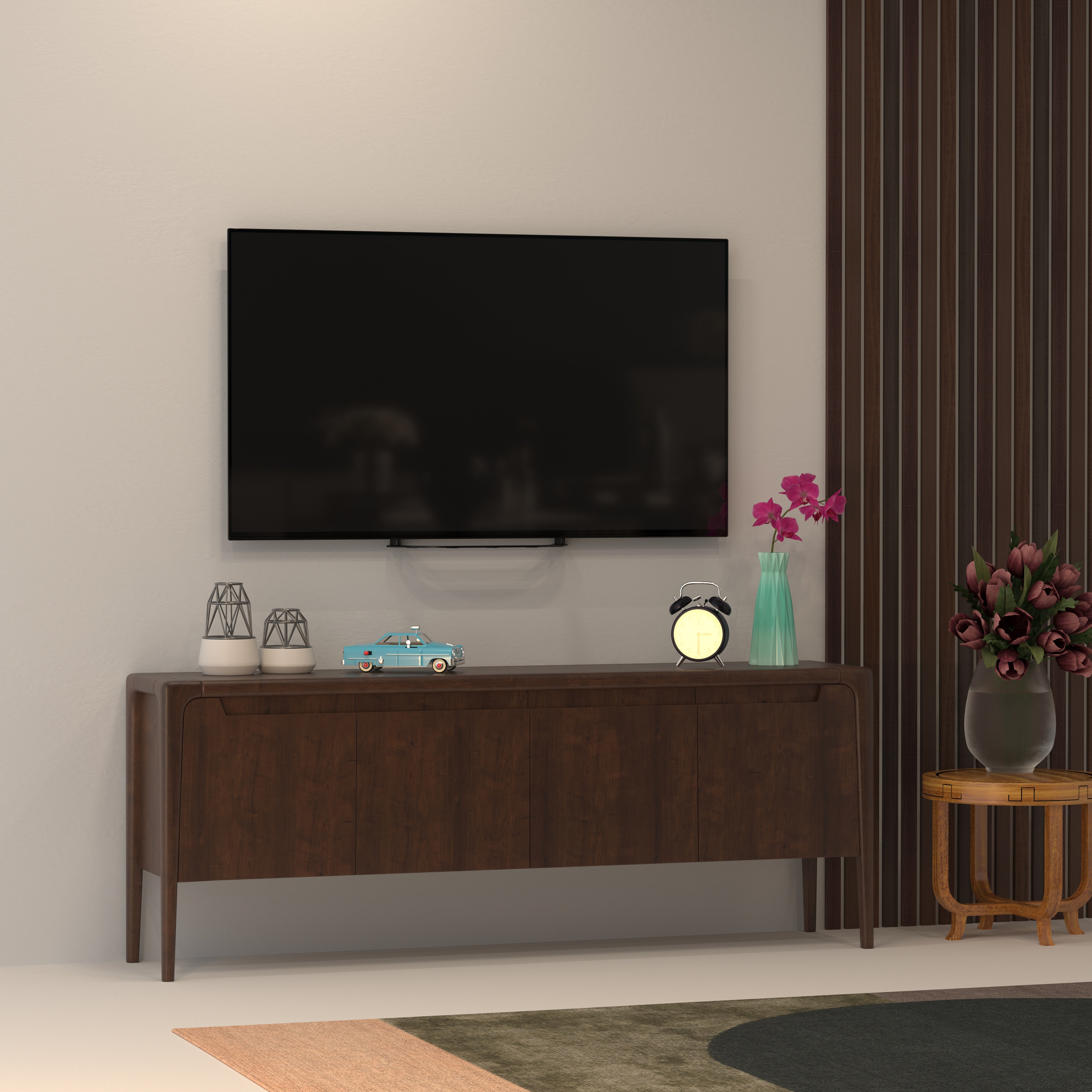 Minimalist Wooden TV Stand - Modern Entertainment Console with Storage Tv stand