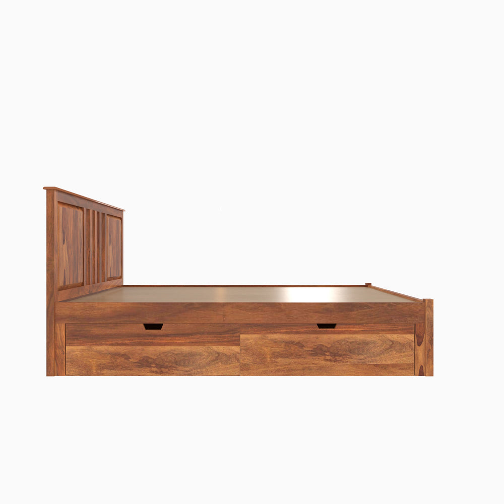 Minimalist Handcrafted Royal Heritage King Size Wooden Drawer Storage Bed