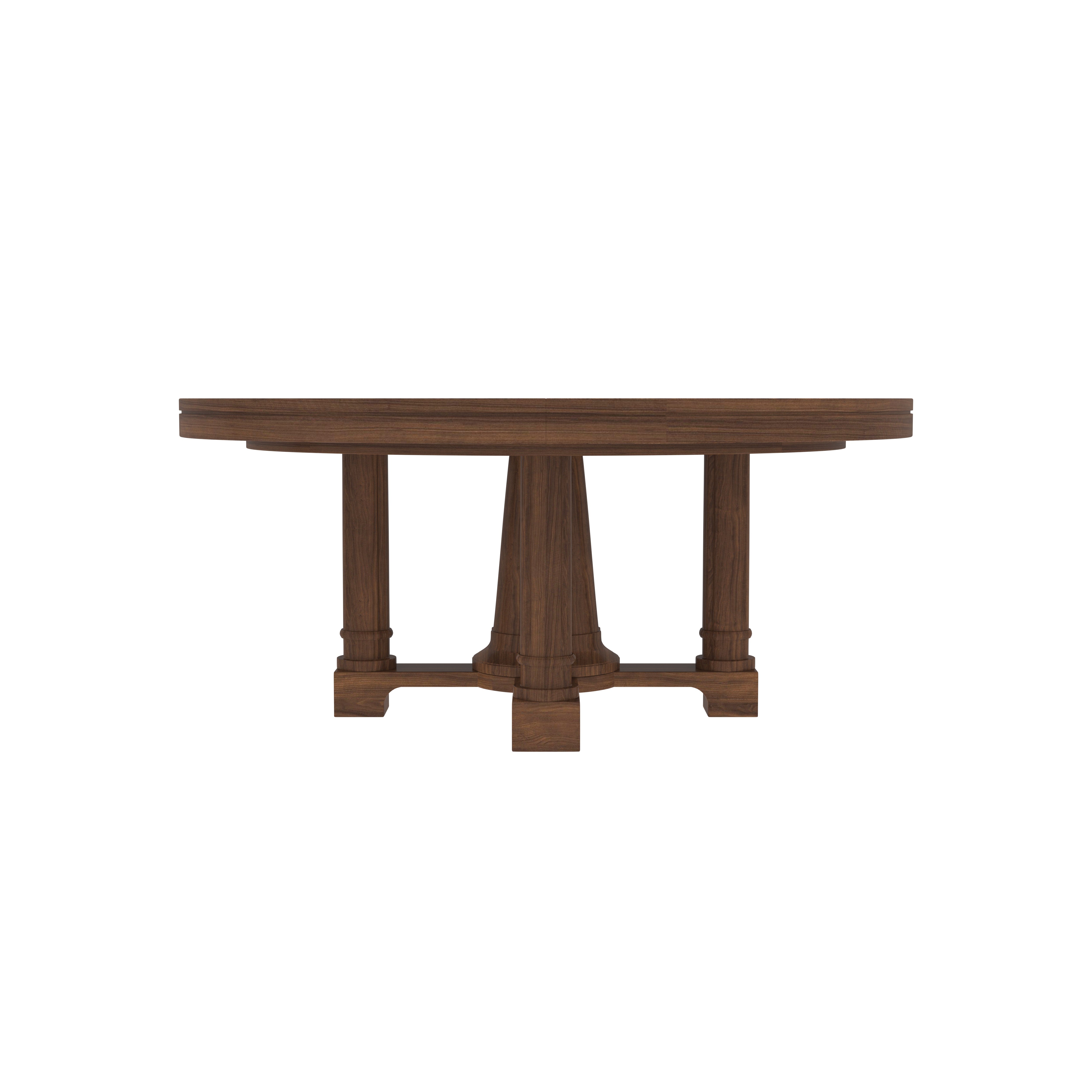 Handcrafted Round Dining Set - Moroccan Geometric Carved Chairs (4 Seater) Japanese Dining Set