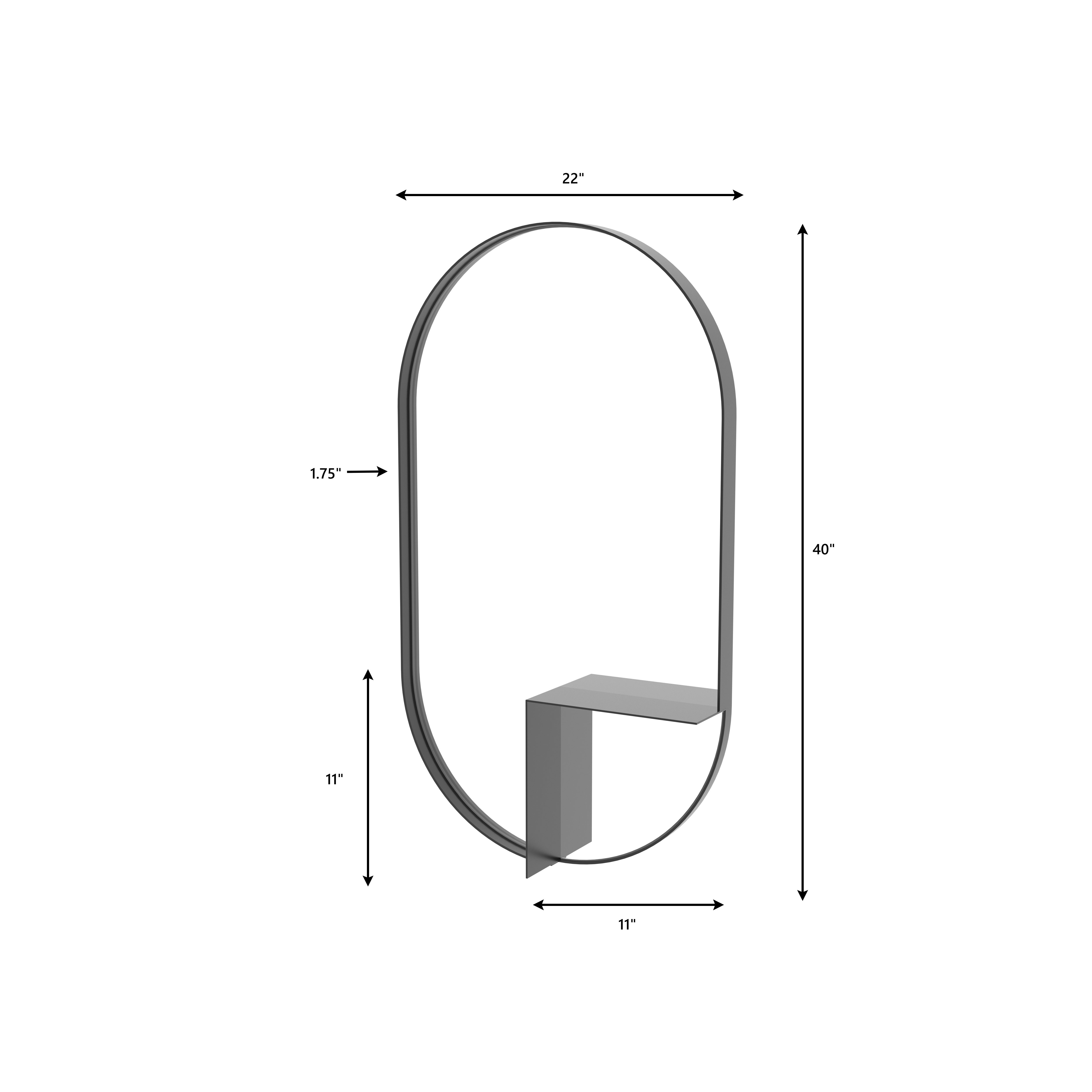 Oval Wall Mirror with Shelf - Black Frame Mirror