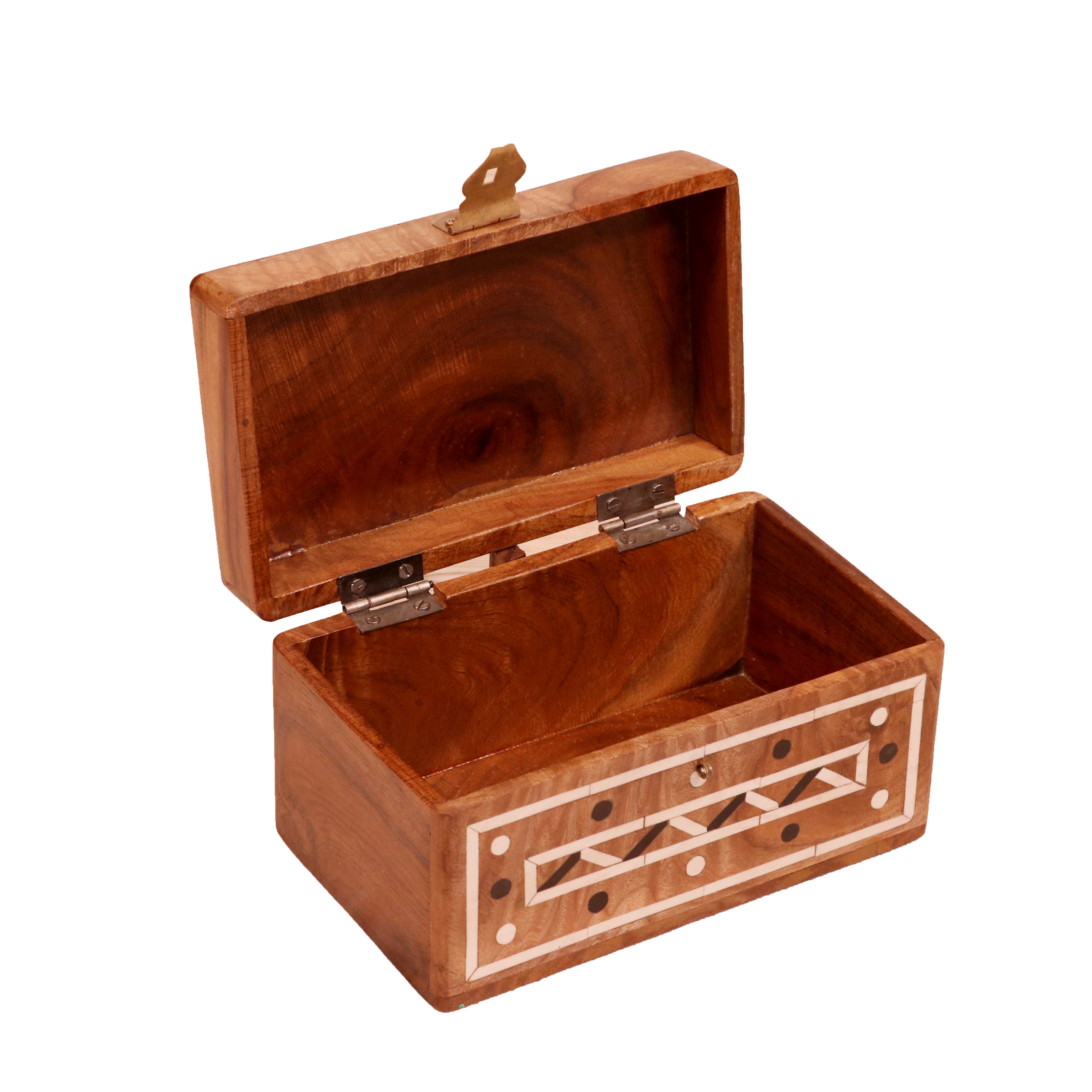 Beautiful Small Handmade Inlay Designed Wooden Jewelry Box for Home