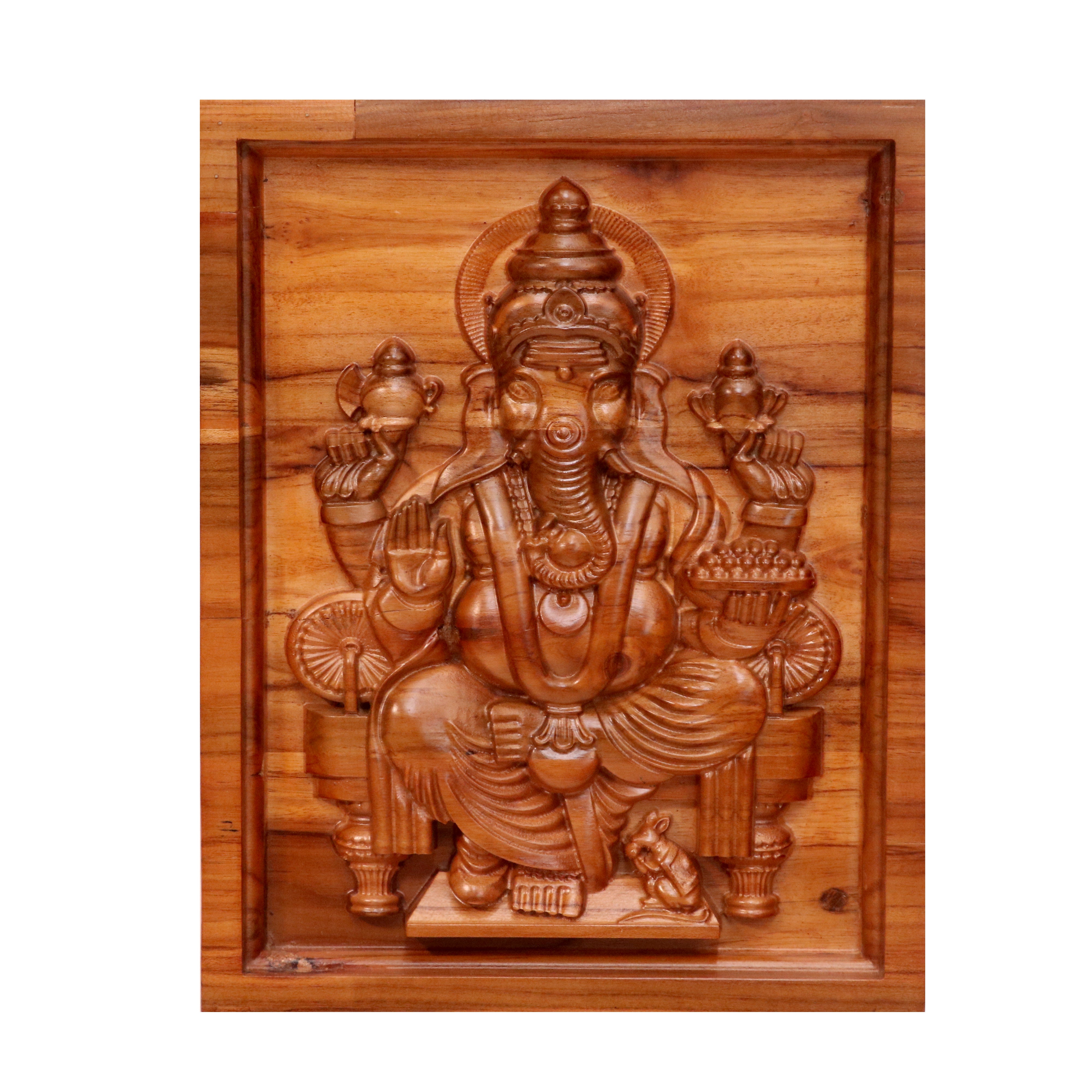 Old Classic Handmade Vintage Wooden Lord Ganesh Wall Frame for Home Wall Decor