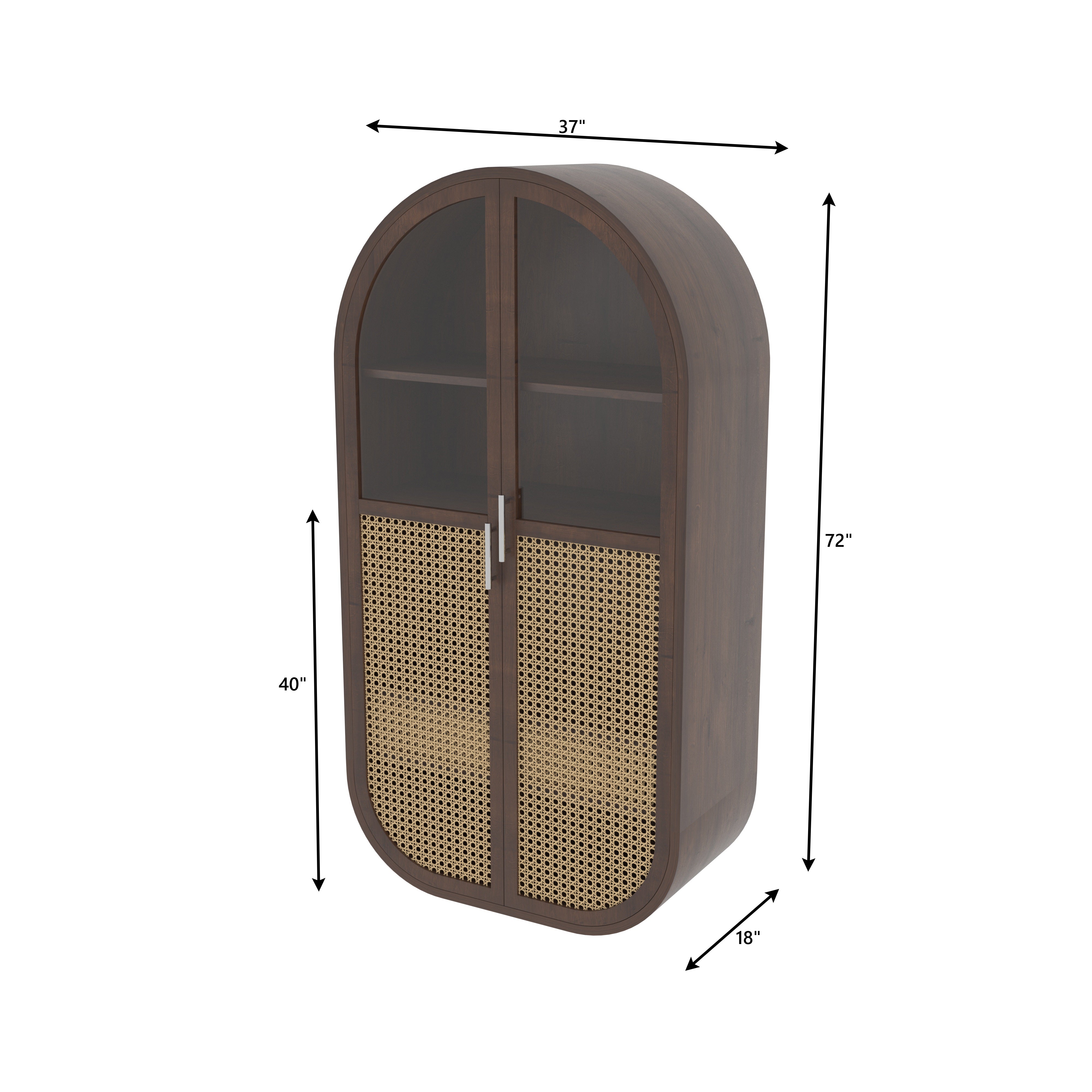 Orvello Grand Arch European Luxury Wardrobe with Artisan Cane Doors and Curved Architectural Frame Wardrobe