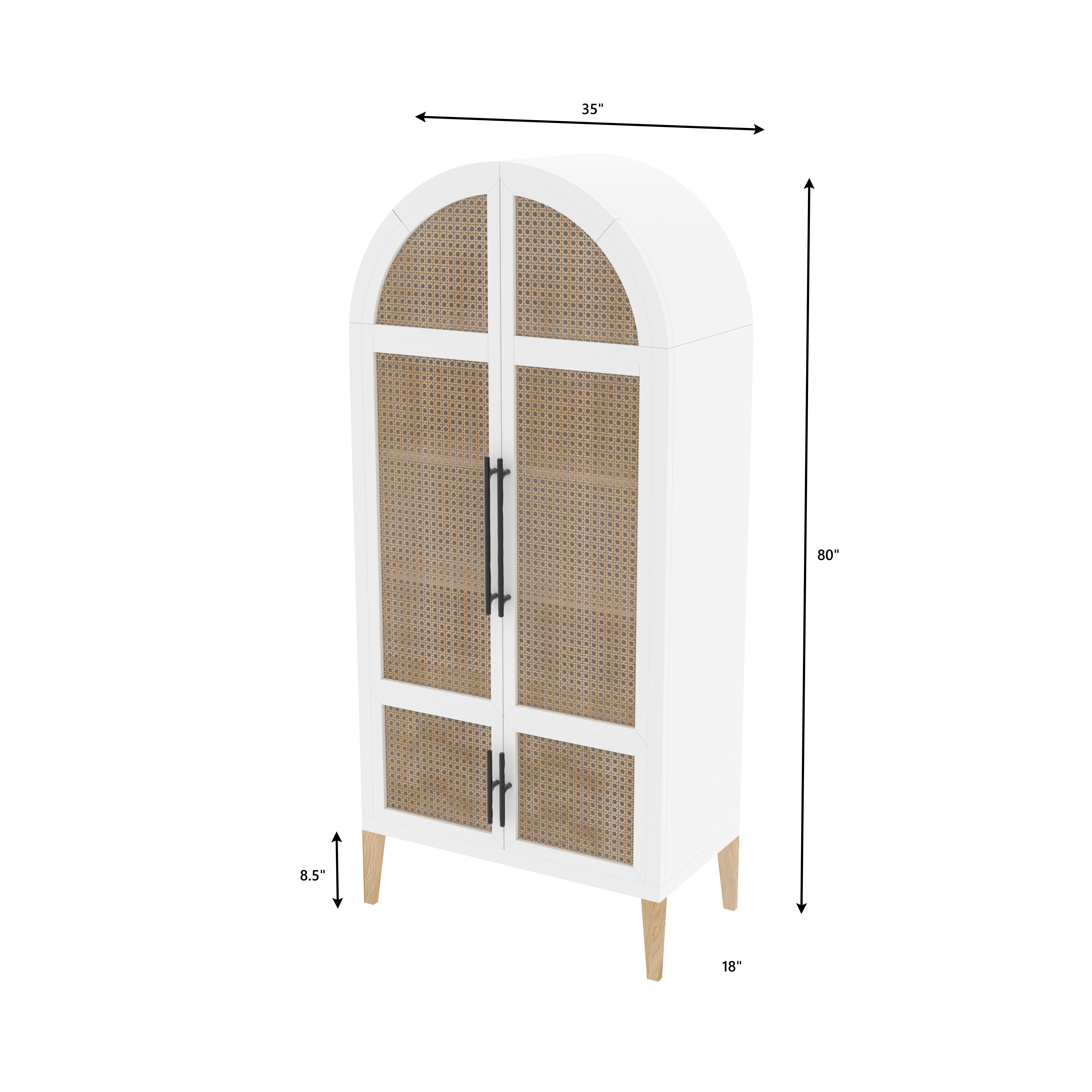 Valencia Arched Cabinet with Cane Panels Wardrobe