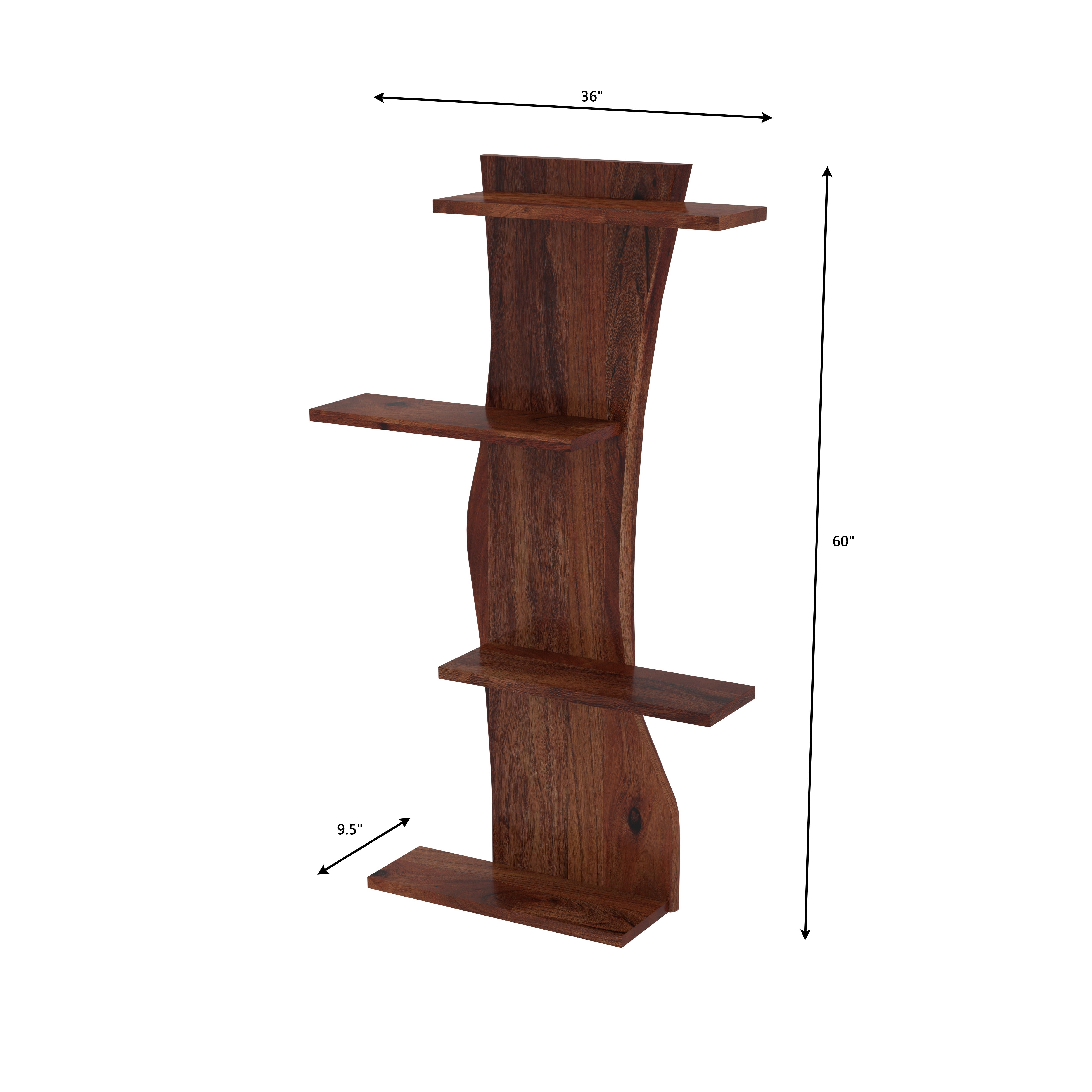 Tree-Shaped Wall Shelf with Live Edge Design Rack