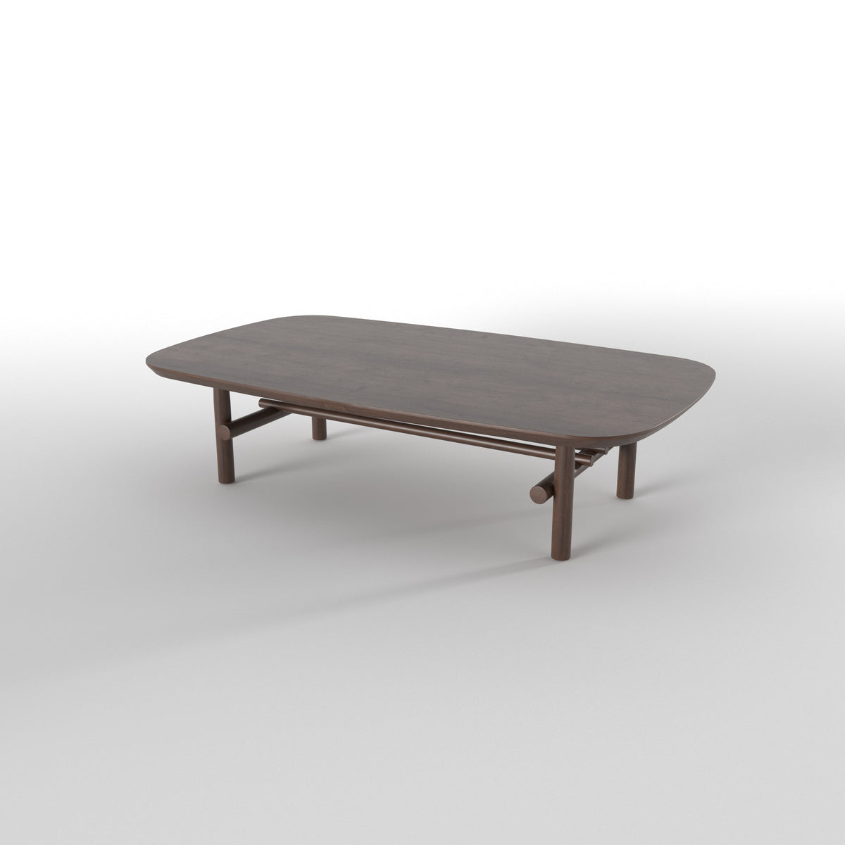 Long Rectangular Dining Table with Rounded Edges and Crossbar Base Japanese Dining Set