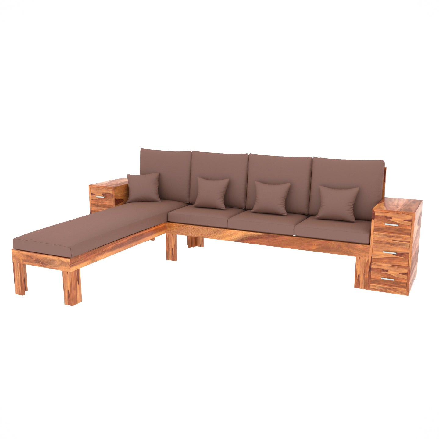 Antique Amber Brown Wooden Six Seater Vintage Sofa Sofa