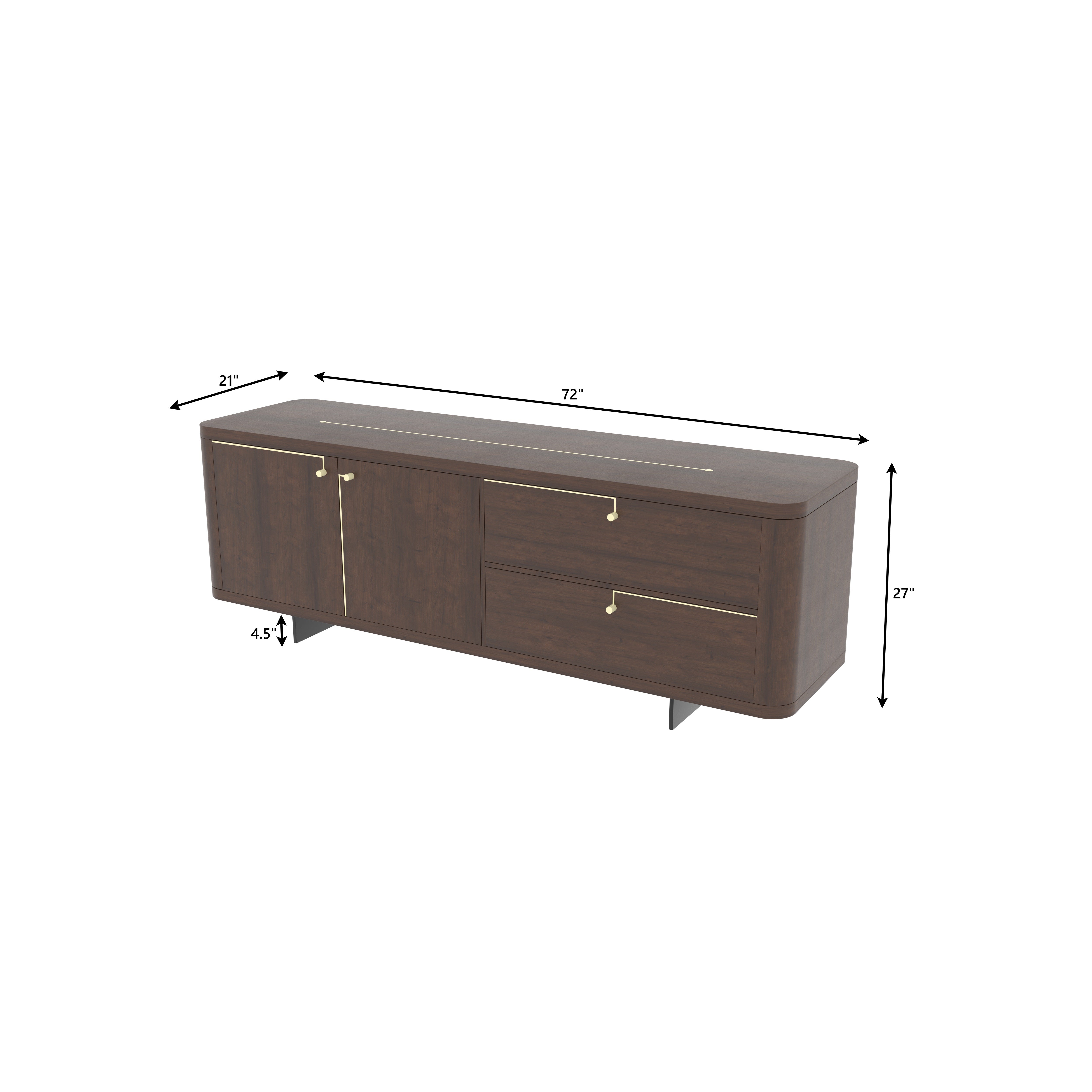 Modern Wooden TV Stand with Gold Handles - Luxury Entertainment Console Tv stand