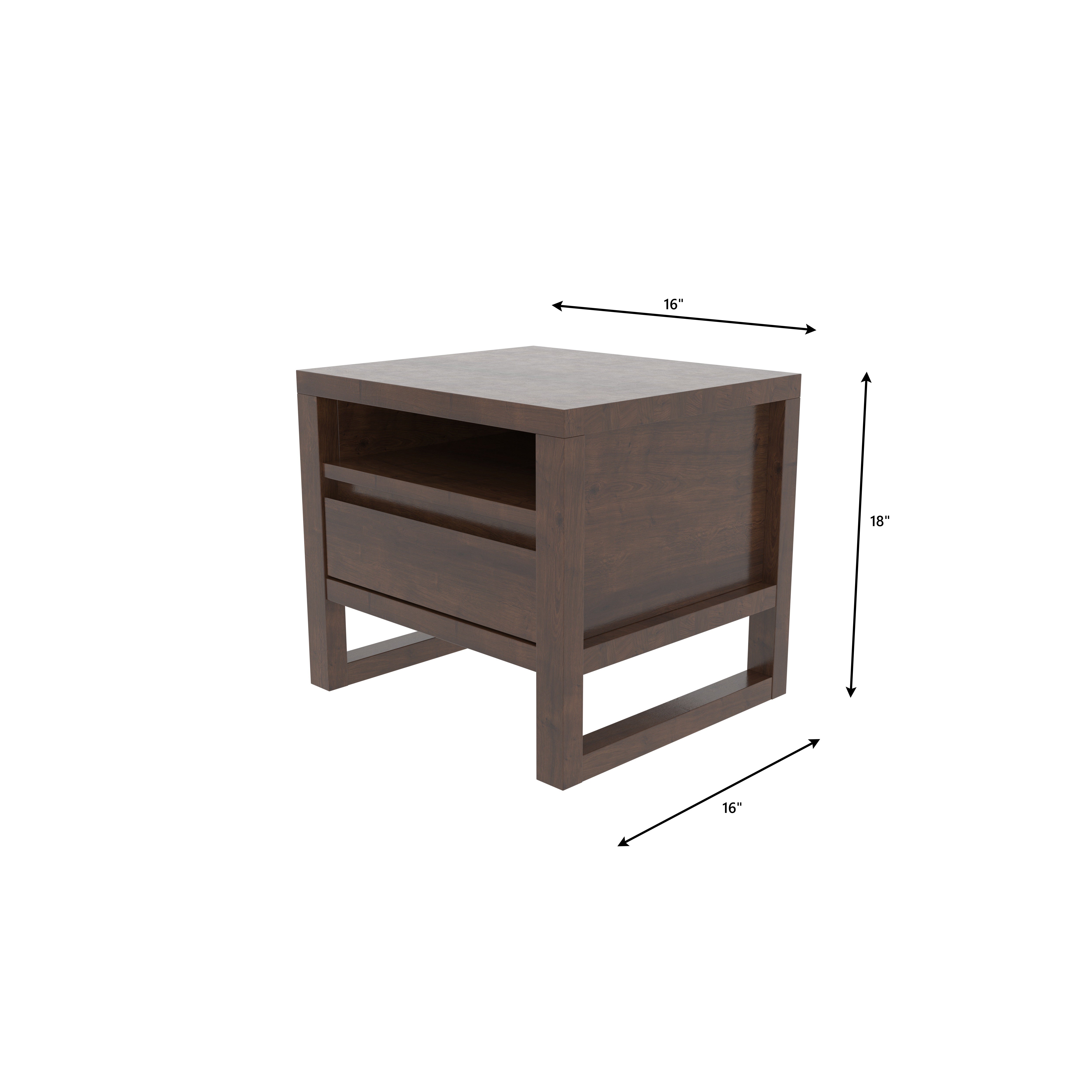 Contemporary Side Table with Open Shelf and Single Drawer Bedside
