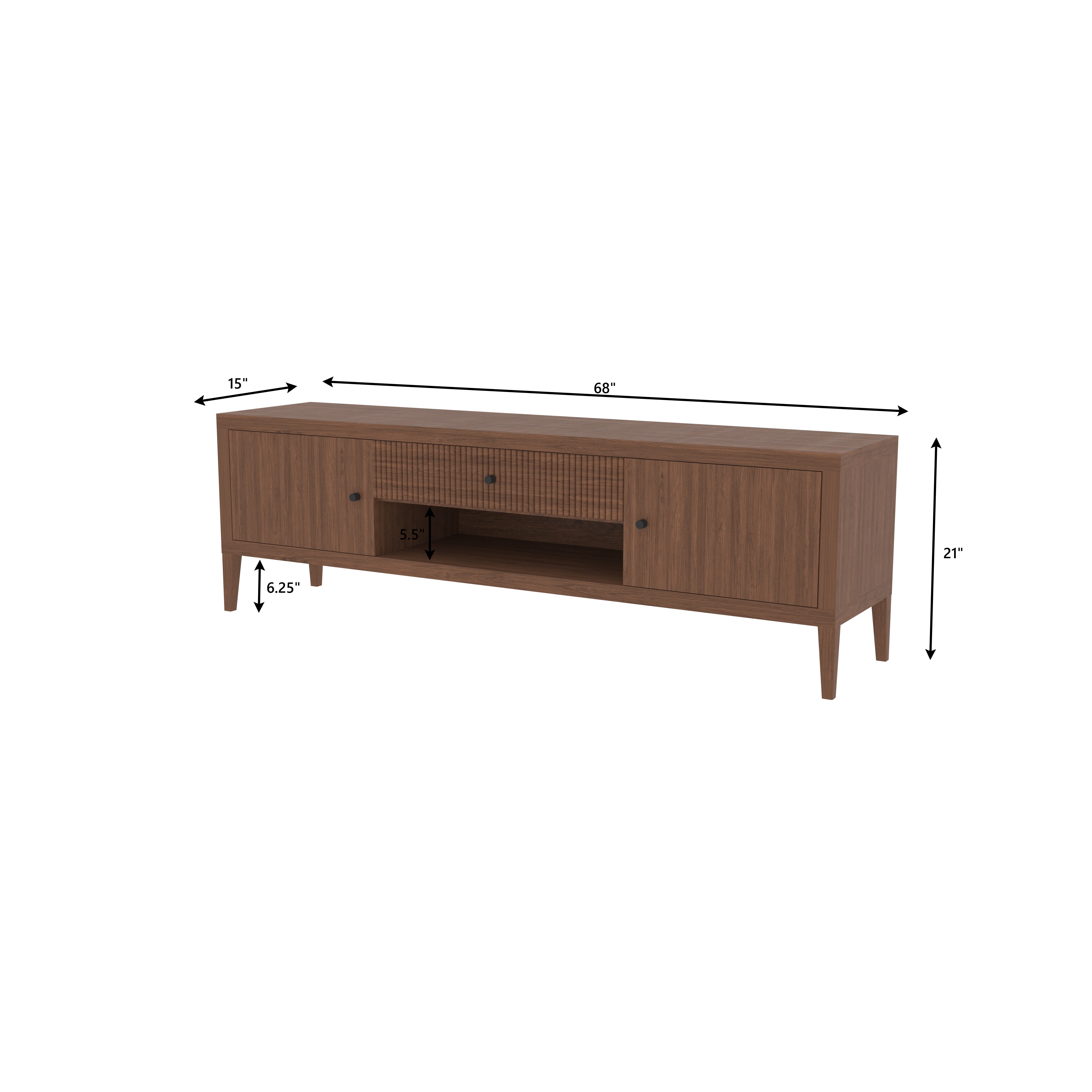 Mid-Century Modern Wooden TV Stand - Premium Walnut Finish Entertainment Console Tv stand