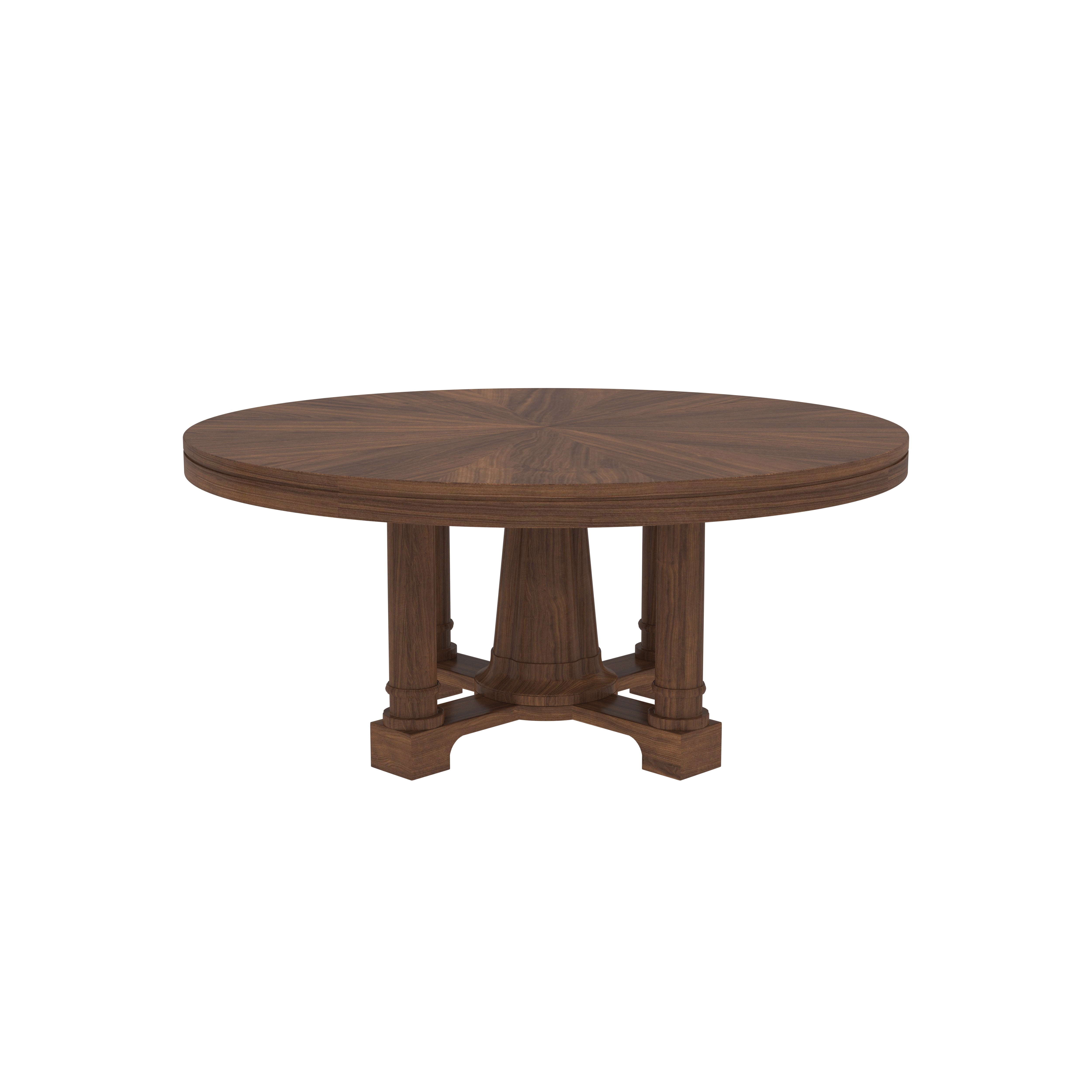 Handcrafted Round Dining Set - Moroccan Geometric Carved Chairs (4 Seater) Japanese Dining Set