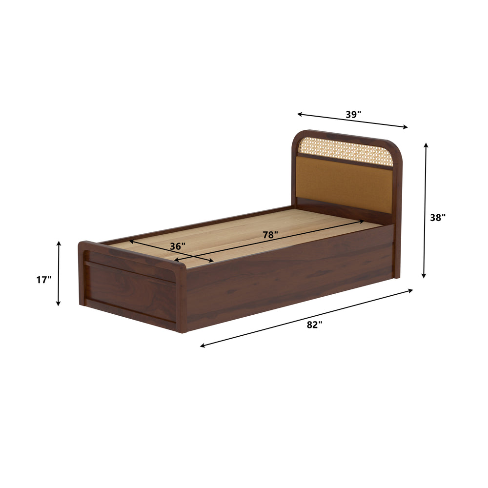 Luxury Rattan Single Storage Bed