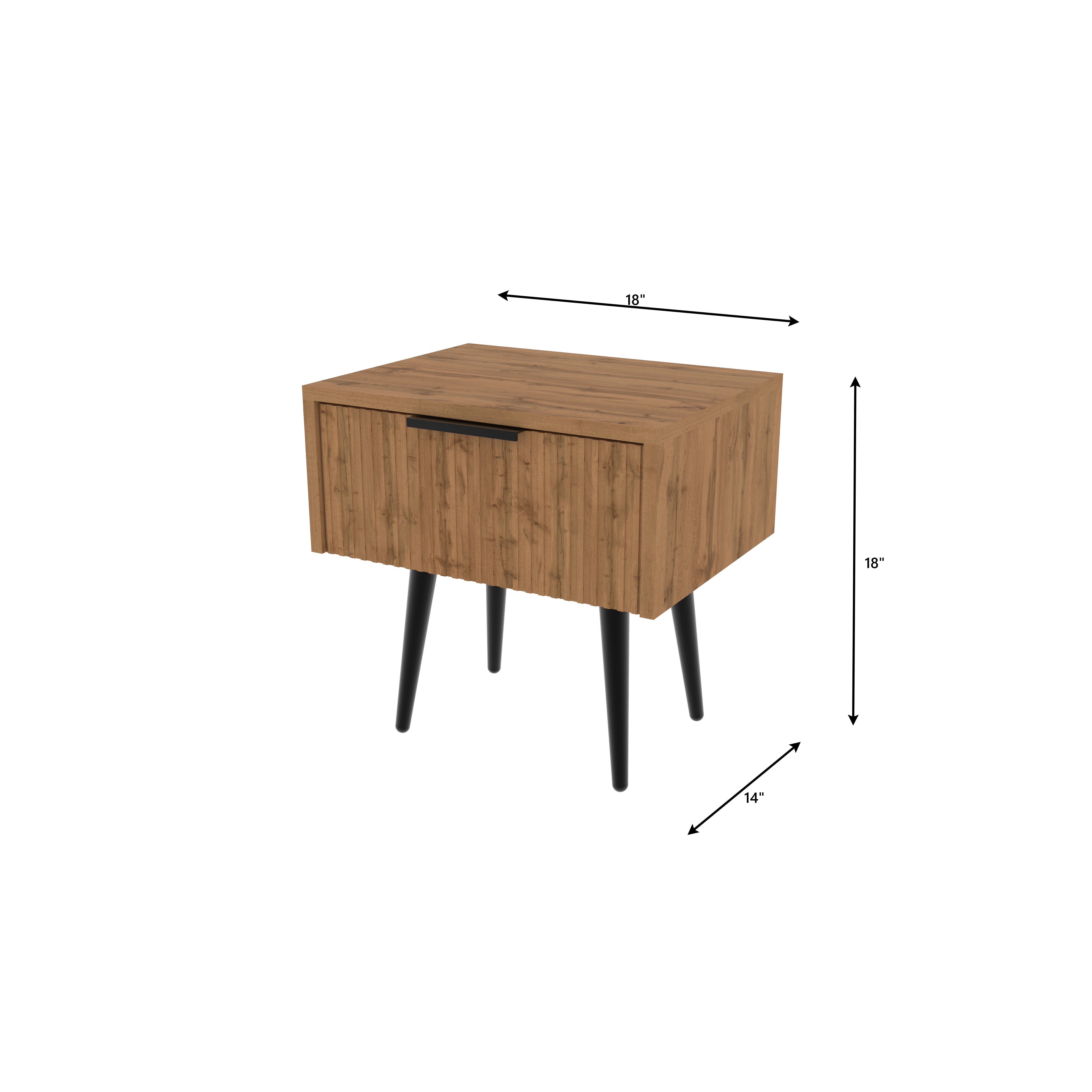Modern Single Drawer Bedside Table with Wood Finish Bedside