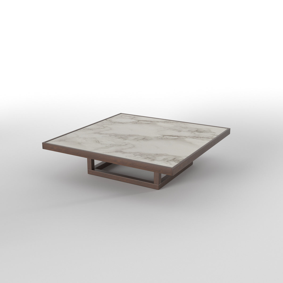 Square Dining Table with Sculpted Low-Profile Seating