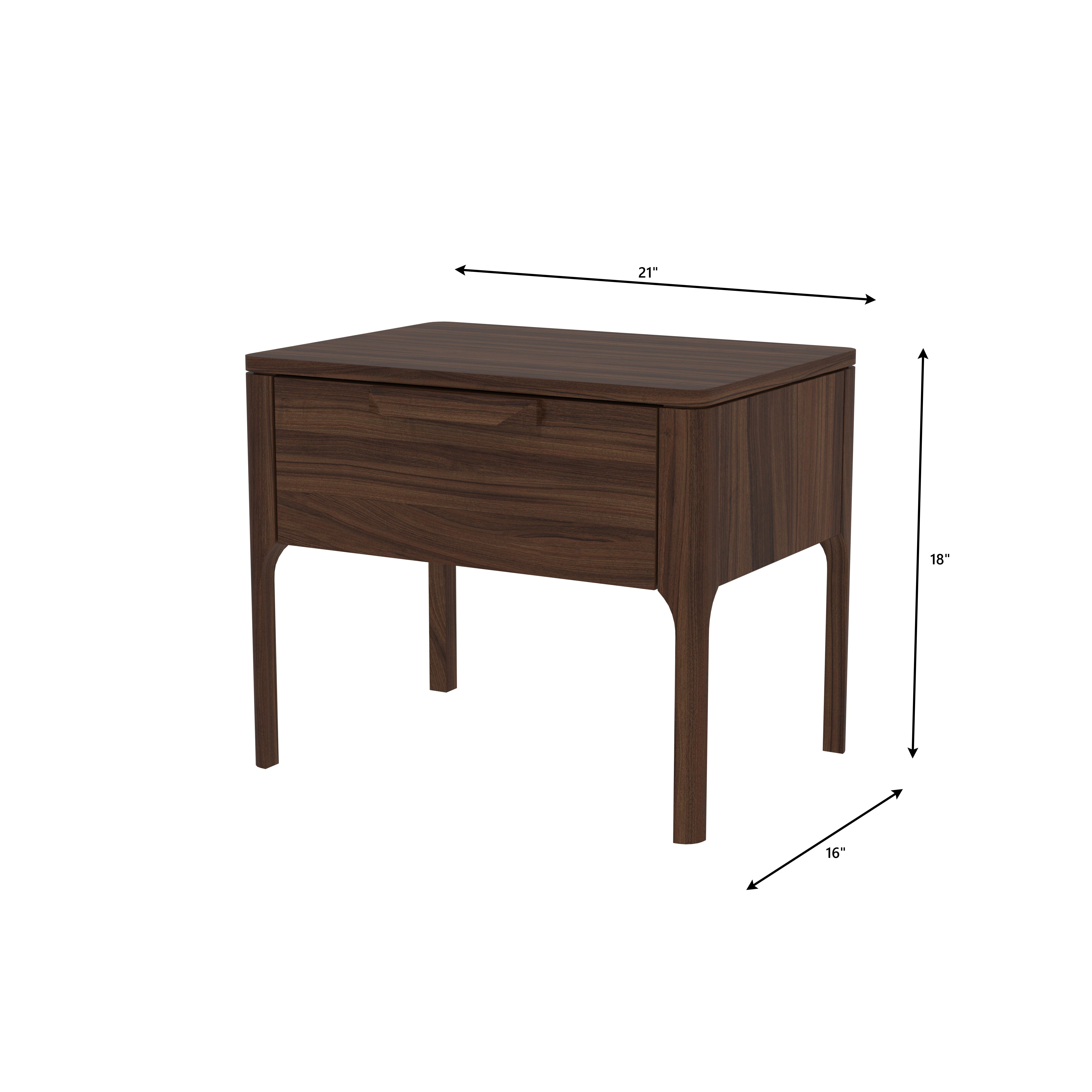 Mid-Century Modern Single Drawer Bedside Table with Recessed Handle Bedside