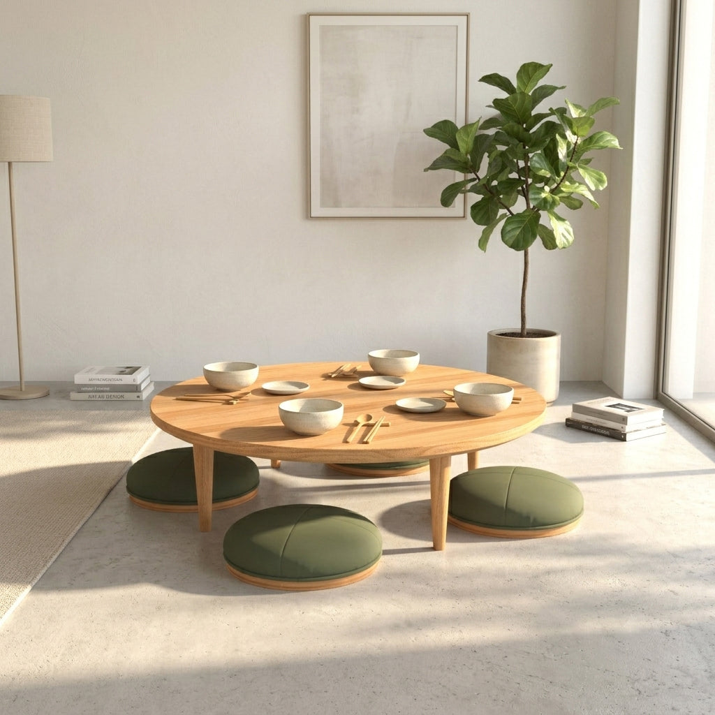Low Profile Oval Dining Table with Tapered Legs