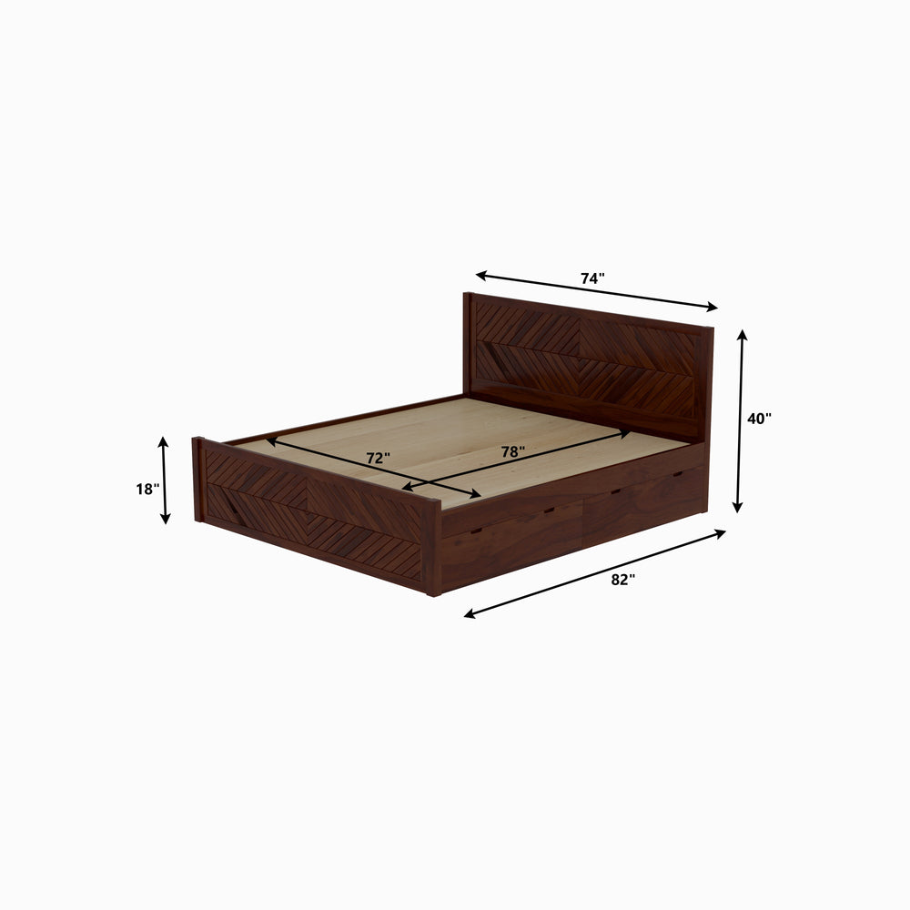 Scandinavian Solid Wood King Storage Bed