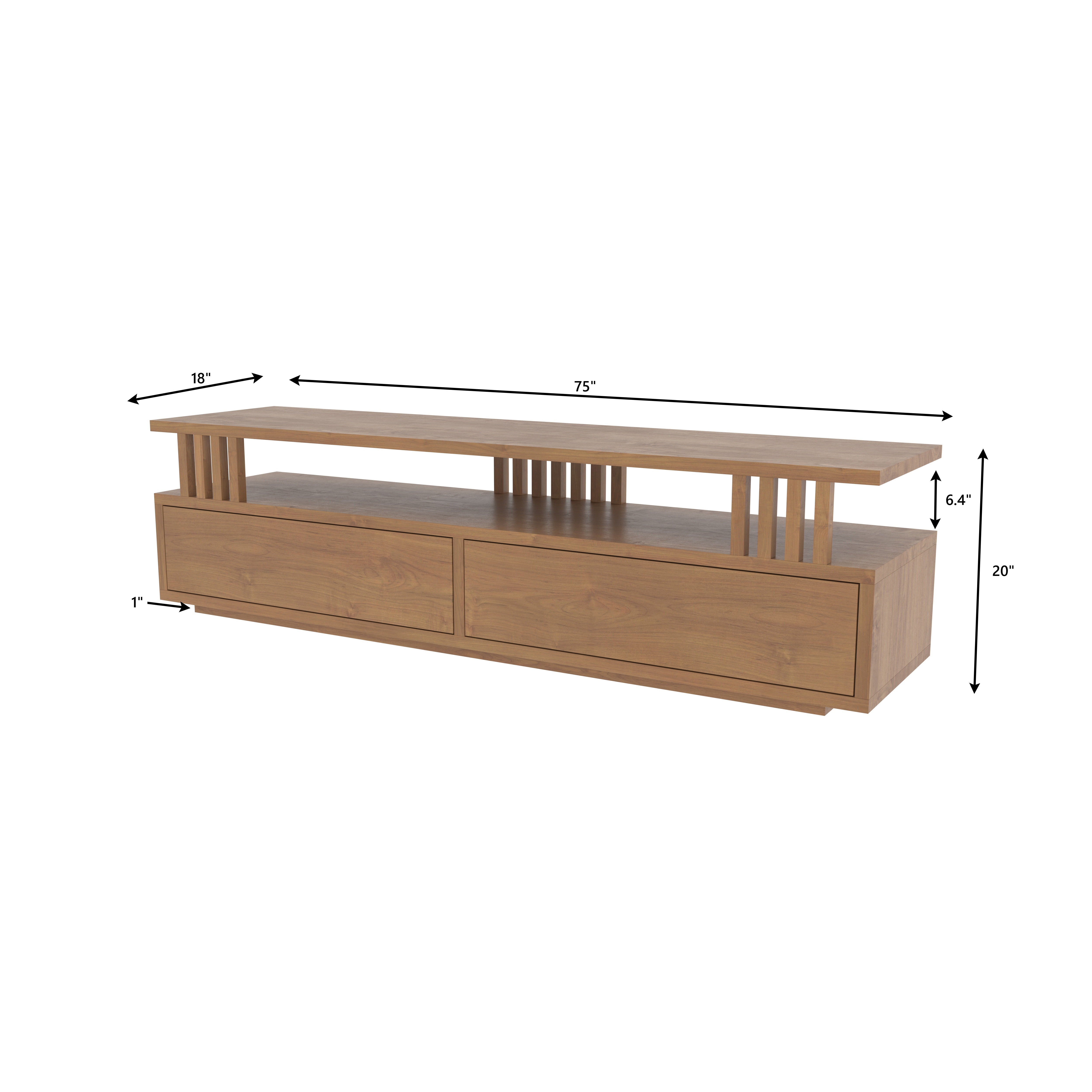 Two-Tier TV Console with Vertical Slat Design - Modern Media Unit Tv stand