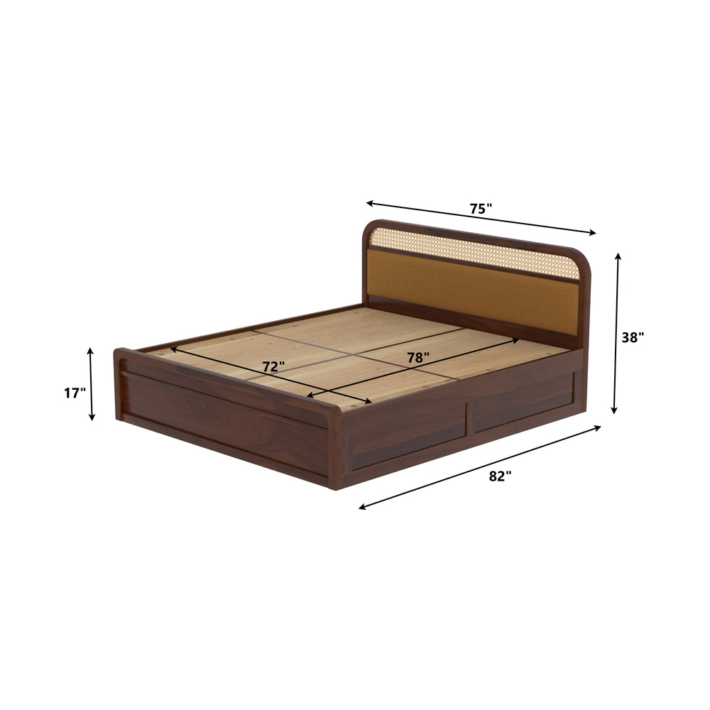 Rattan Cane King Size Storage Bed