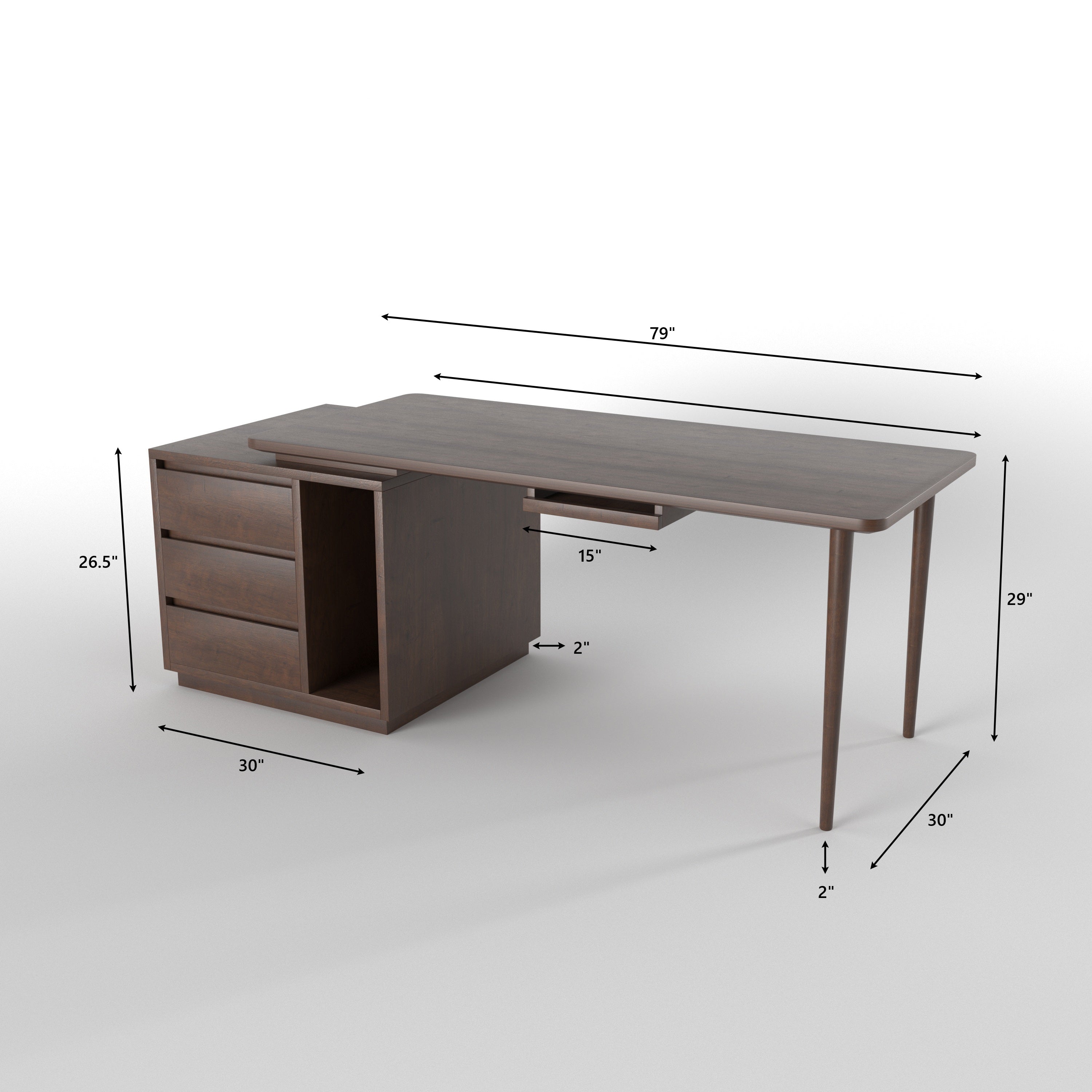 Executive Computer Desk with Storage Drawers & CPU Cabinet Study Table