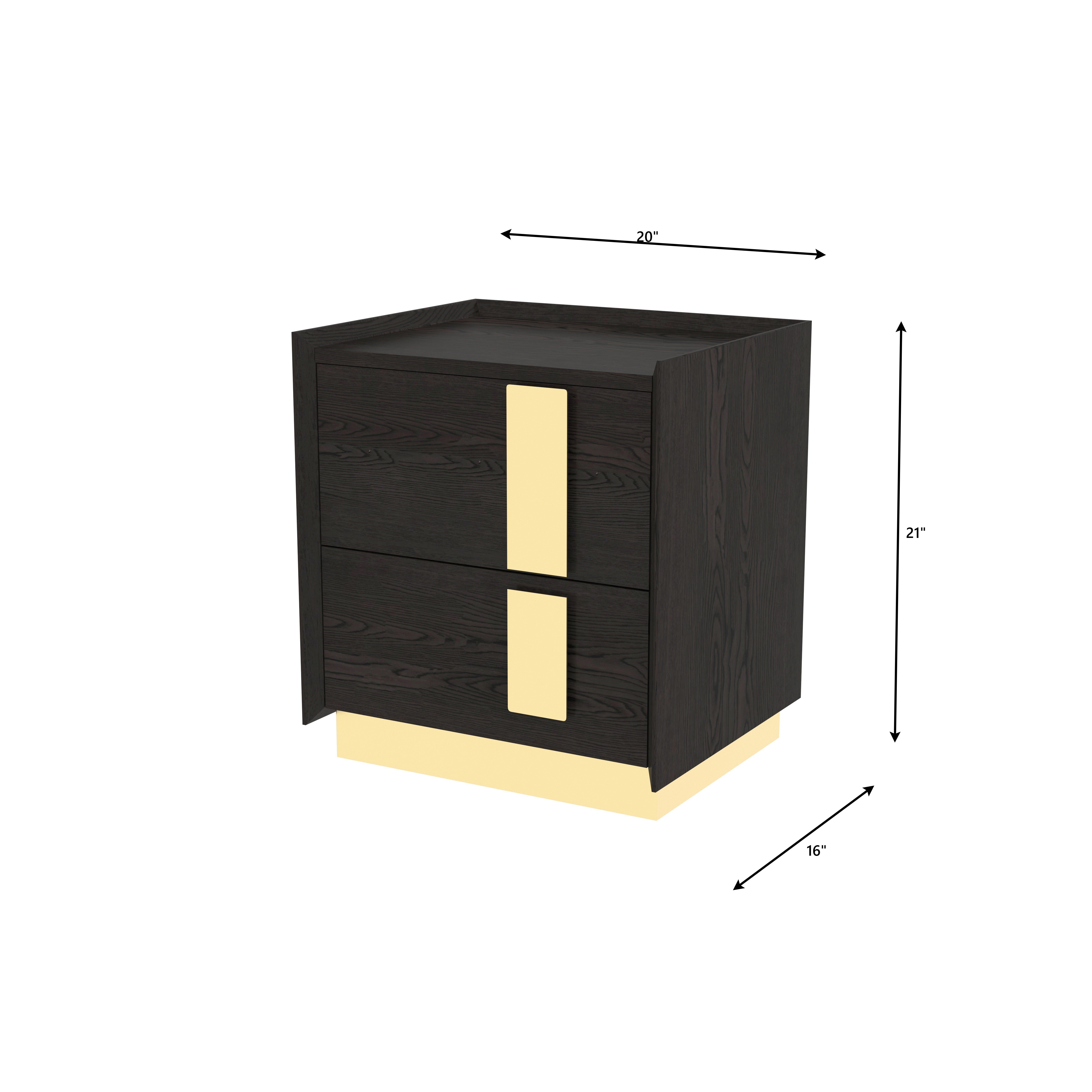 Luxury Two-Drawer Bedside Table with Gold Accent Handles Bedside