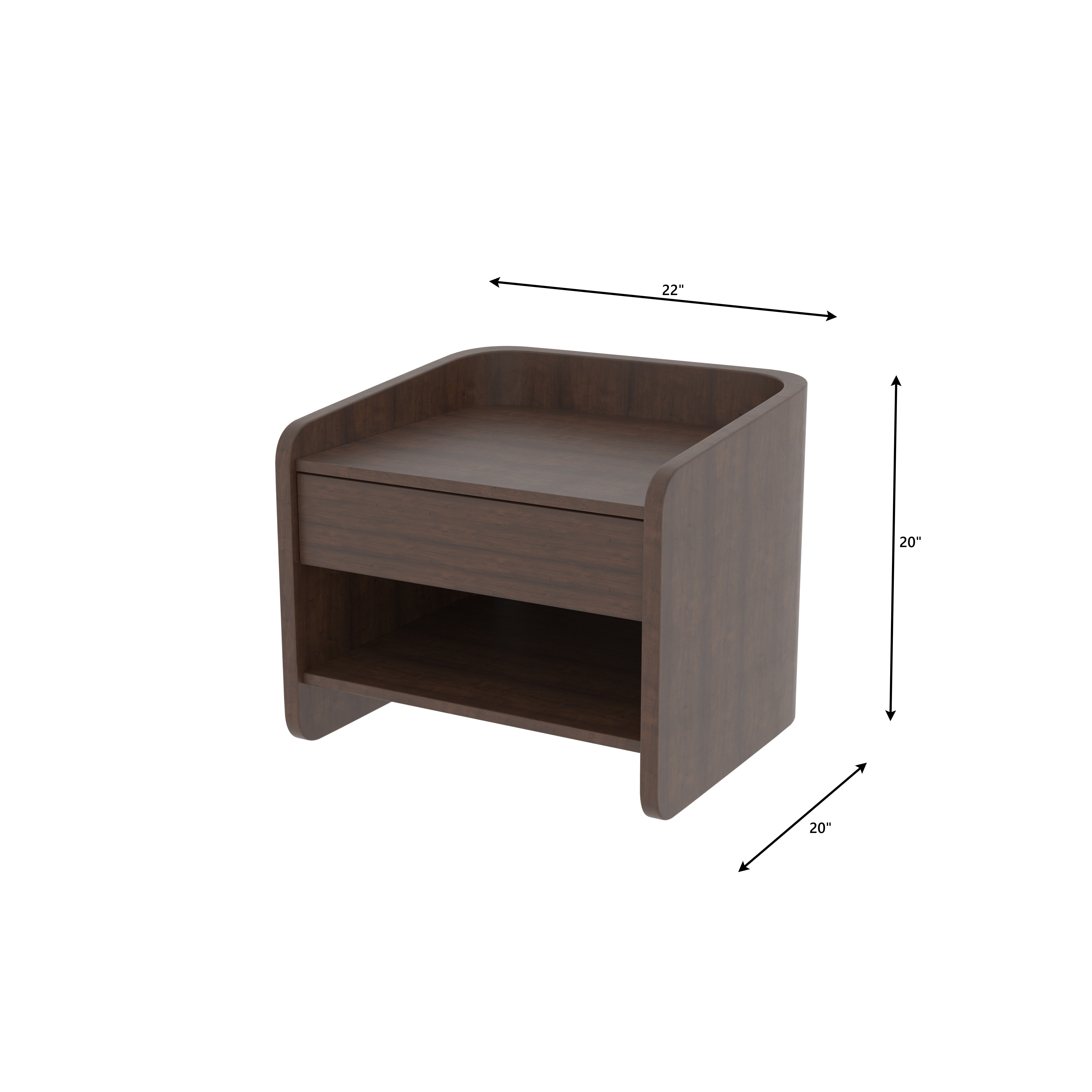 Modern Bedside Table with Single Drawer and Open Shelf Storage Bedside