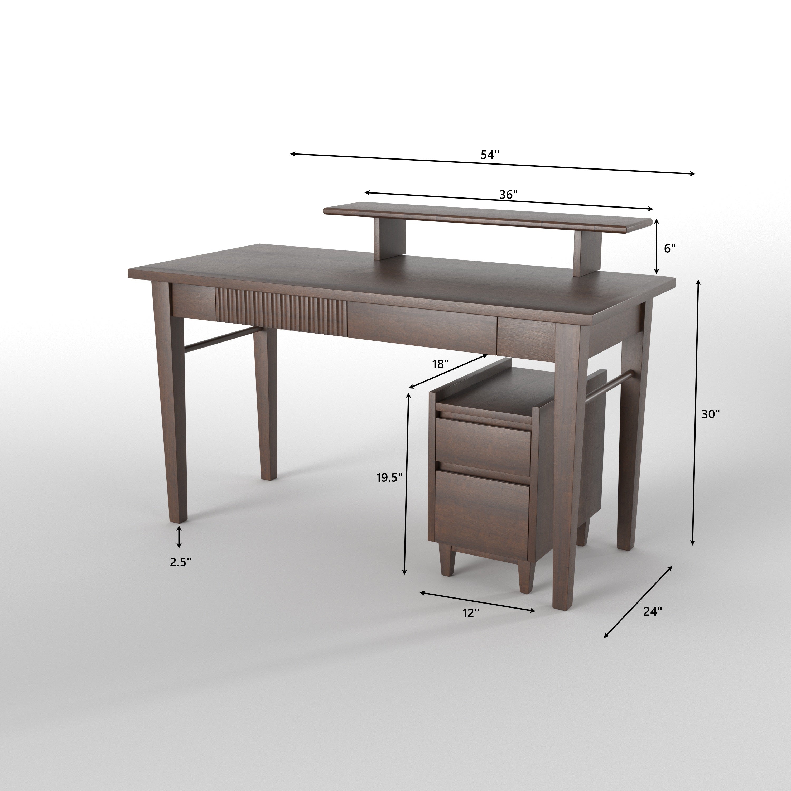 Modern Writing Desk with Open Shelf & Mobile Storage Cabinet Study Table
