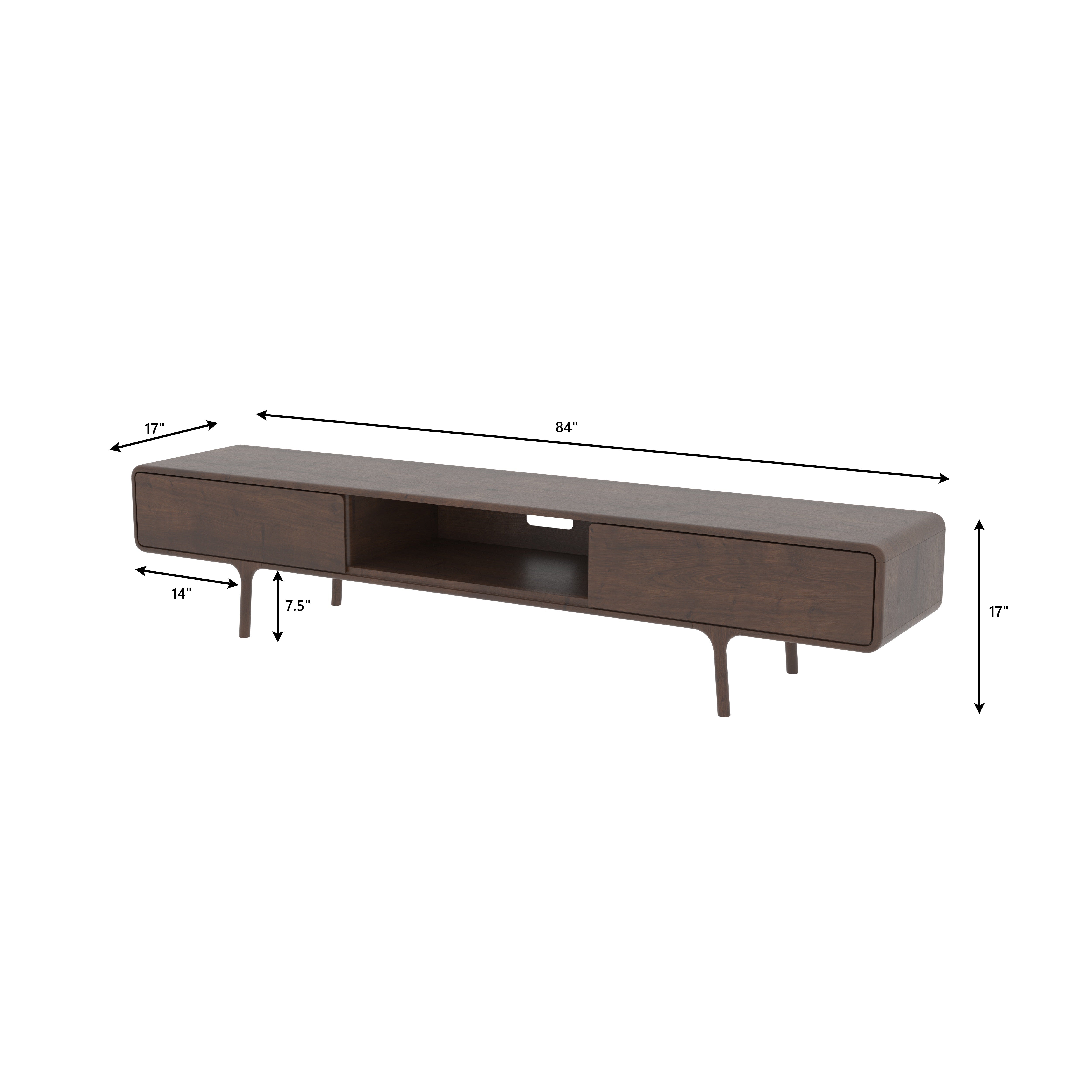 Retro Modern Wooden TV Stand - Curved Edge Entertainment Console with Storage Tv stand