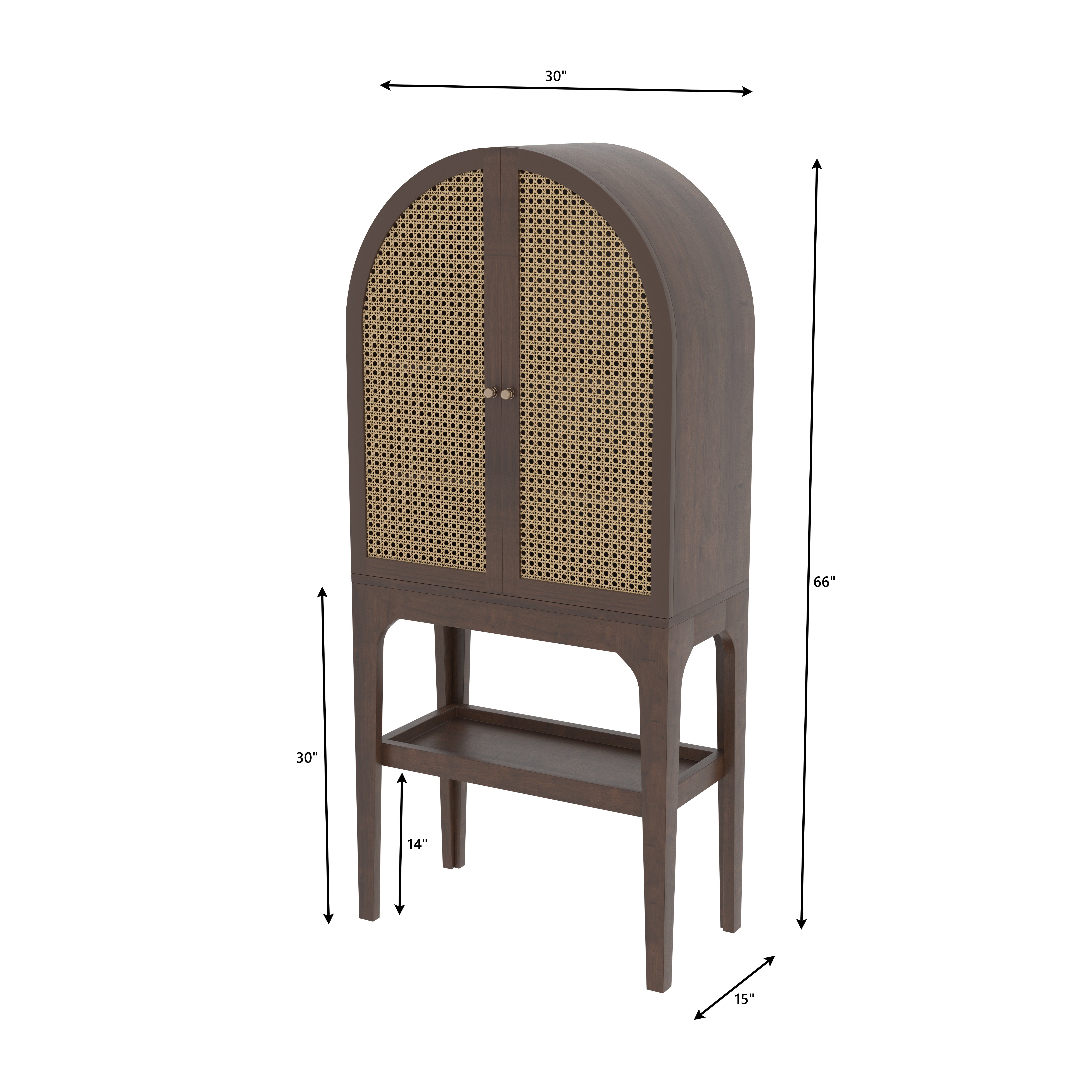 Cavellaro Arco European Luxury Wardrobe with Grand Arch Cane Doors and Elevated Display Shelf Wardrobe