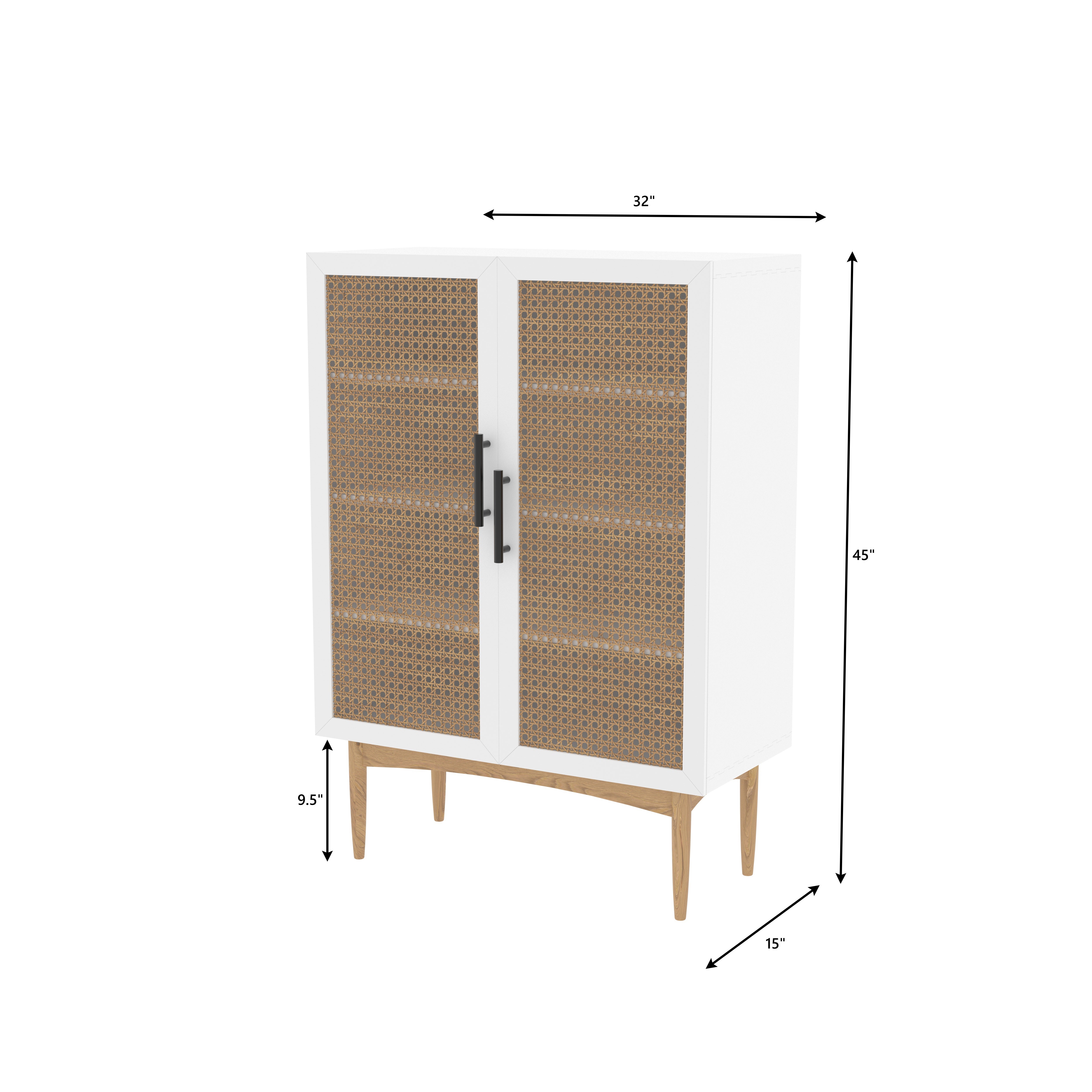 Oslo Mid-Century Cabinet with Cane Panels Wardrobe