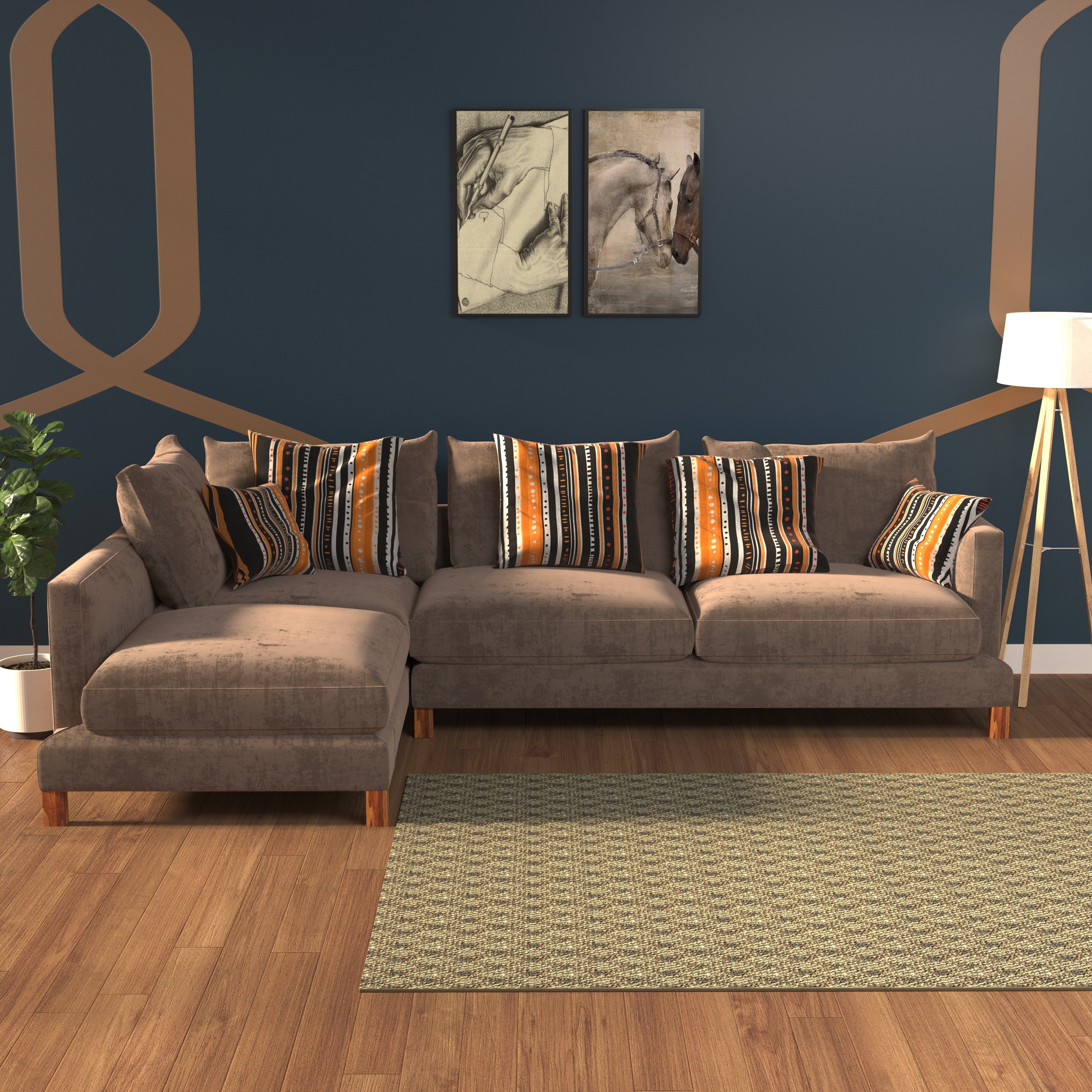 Melodious Mete Pastel Coloured with Premium Comfort L Shaped 4 Seater Sofa Set for Home Sofa