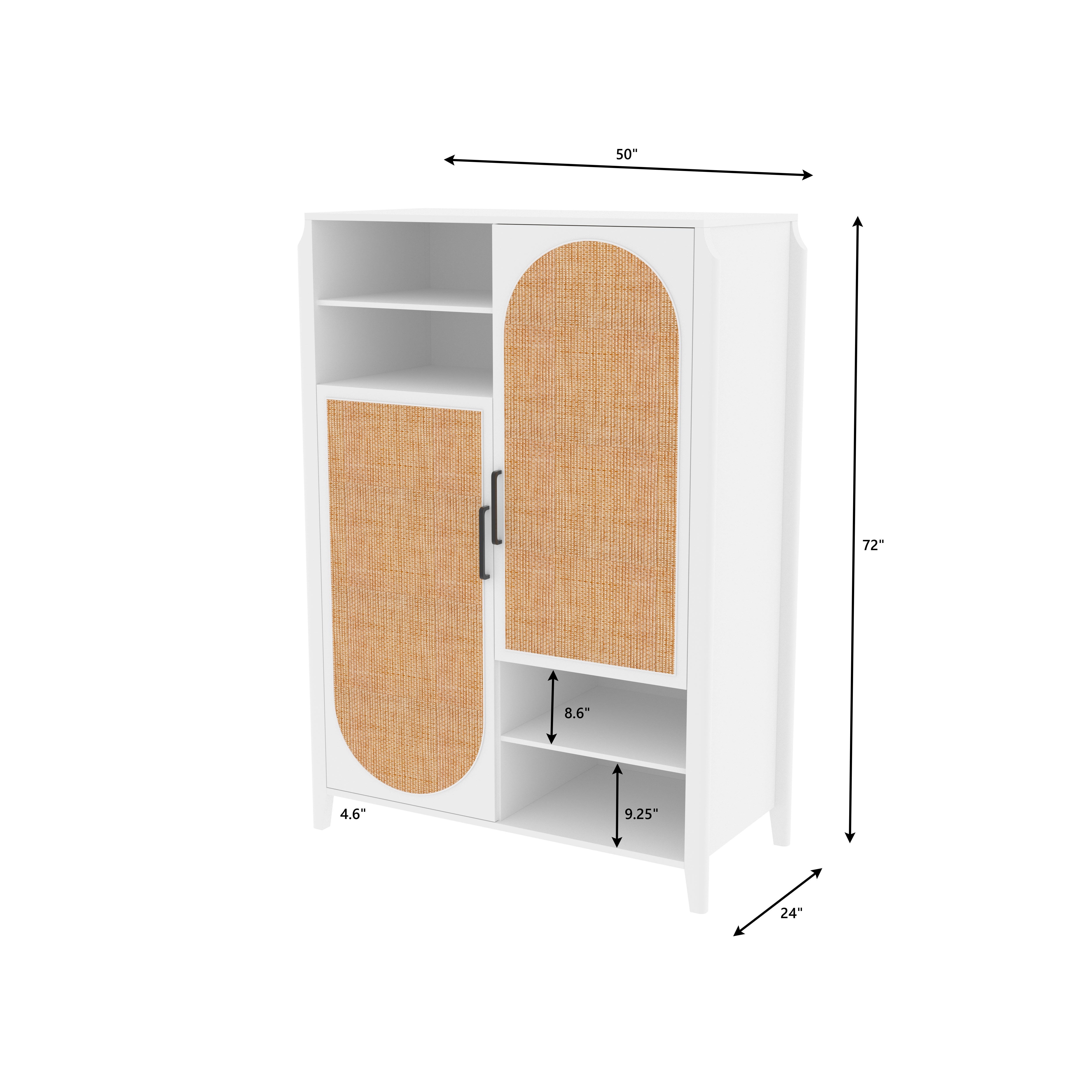 Amsterdam Asymmetric Storage Unit with Curved Cane Panels Wardrobe