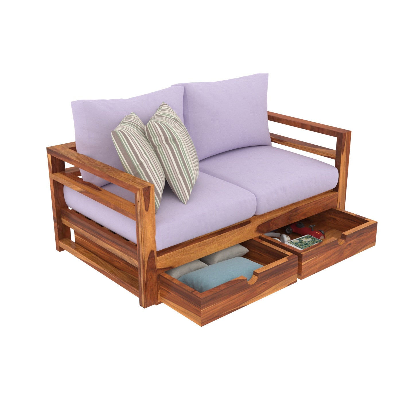 Peter Purple Vintage Wooden Sofa With Storage Sofa