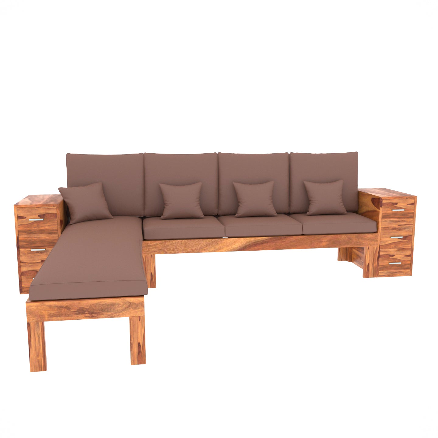 Antique Amber Brown Wooden Six Seater Vintage Sofa Sofa