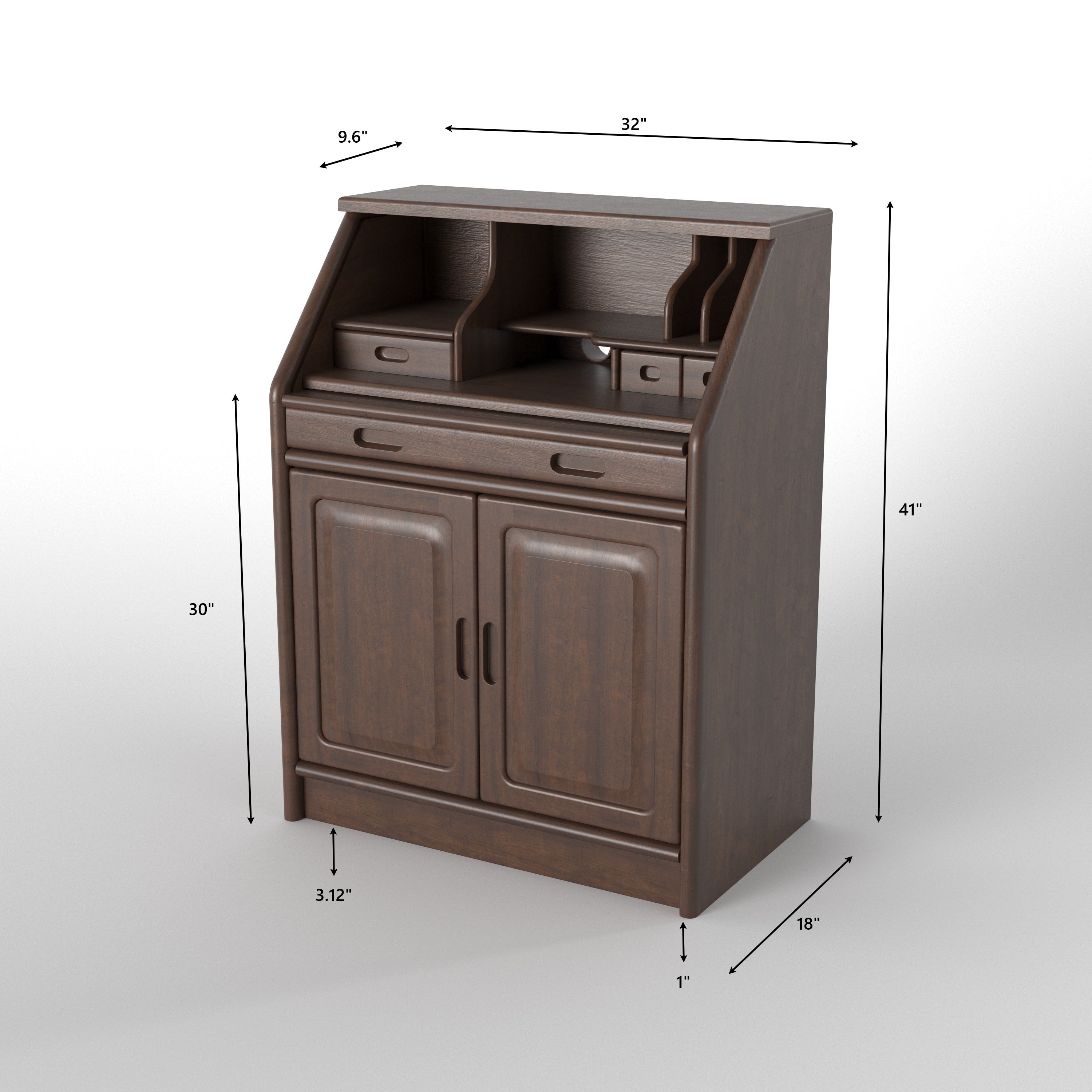 Compact Secretary Desk with Storage Cabinet & Organizer Shelves Study Table
